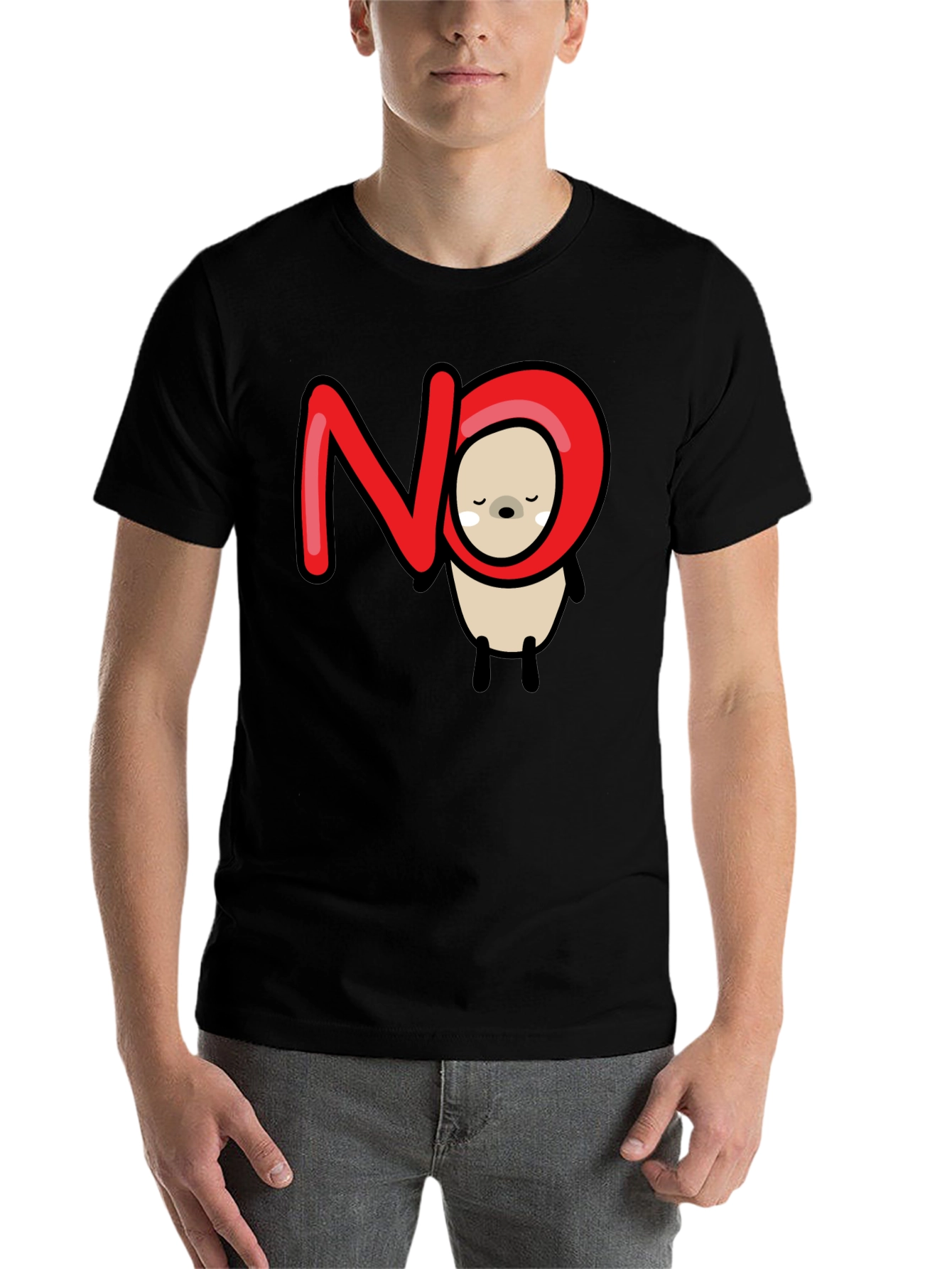 Black NO Bear Graphic Tee - Funny Casual T-Shirt view 7