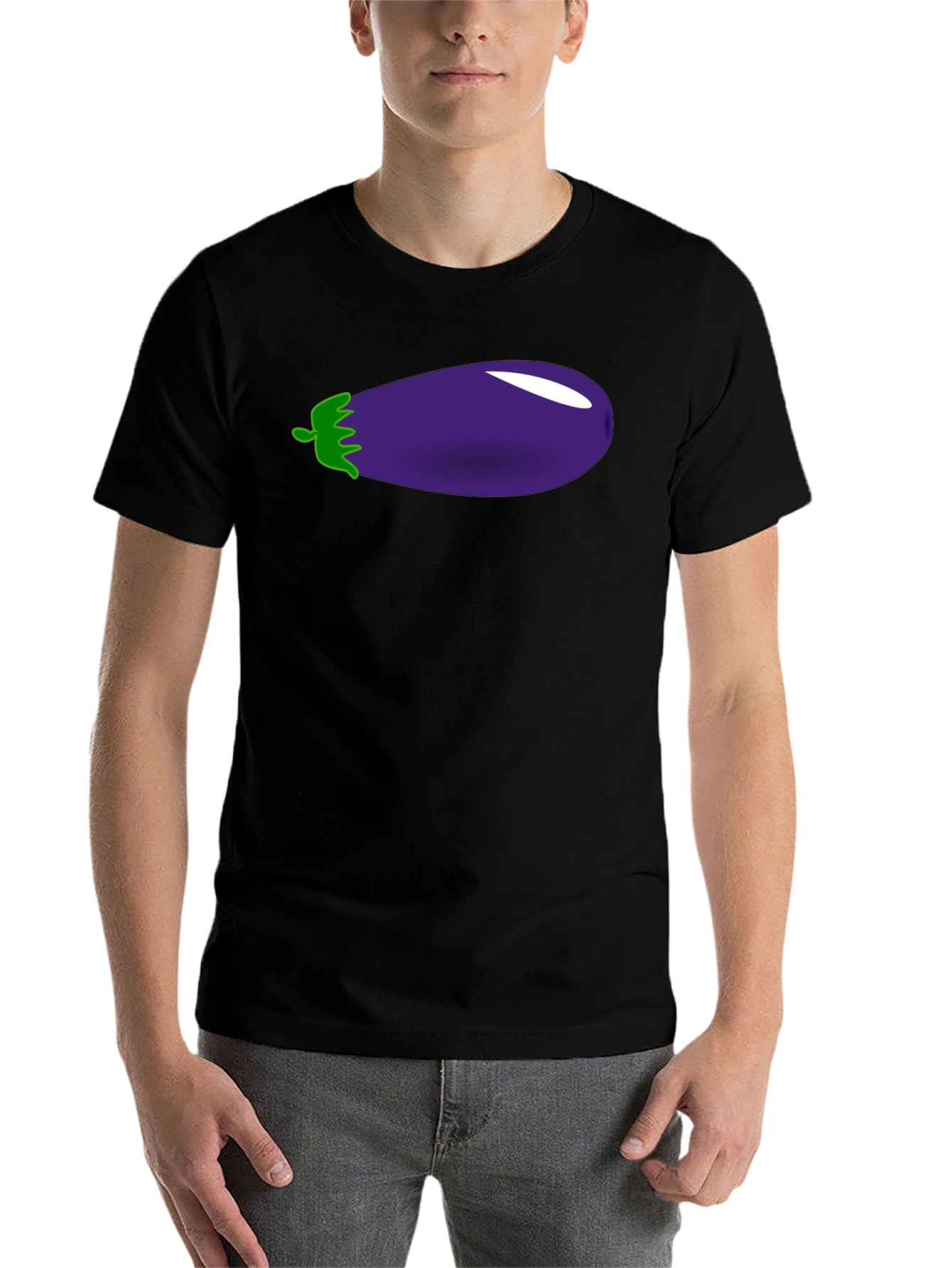 Black Eggplant Graphic Print Black T-Shirt view 7