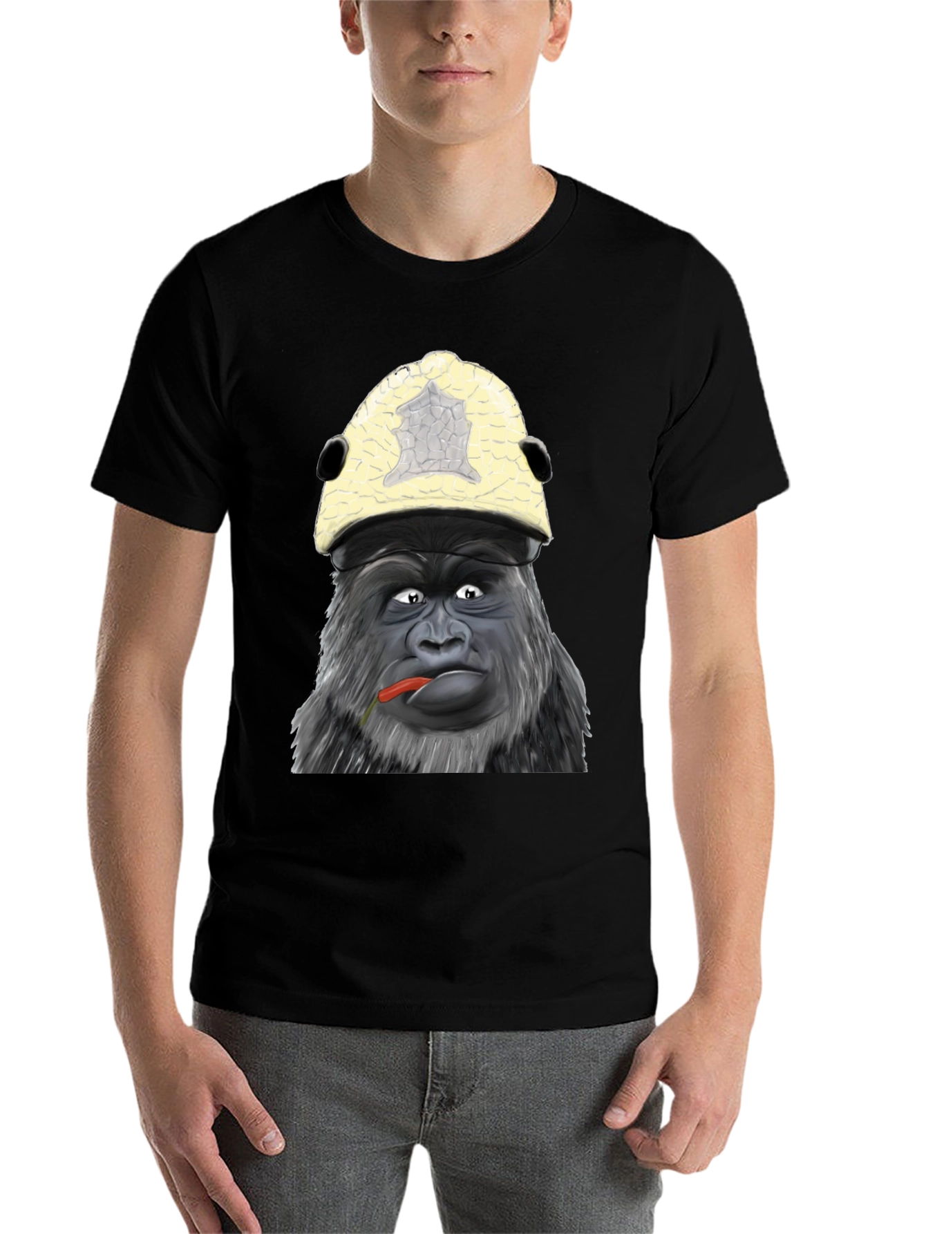 Black Funny Gorilla Graphic Tee - Unique Ape Design Shirt view 7