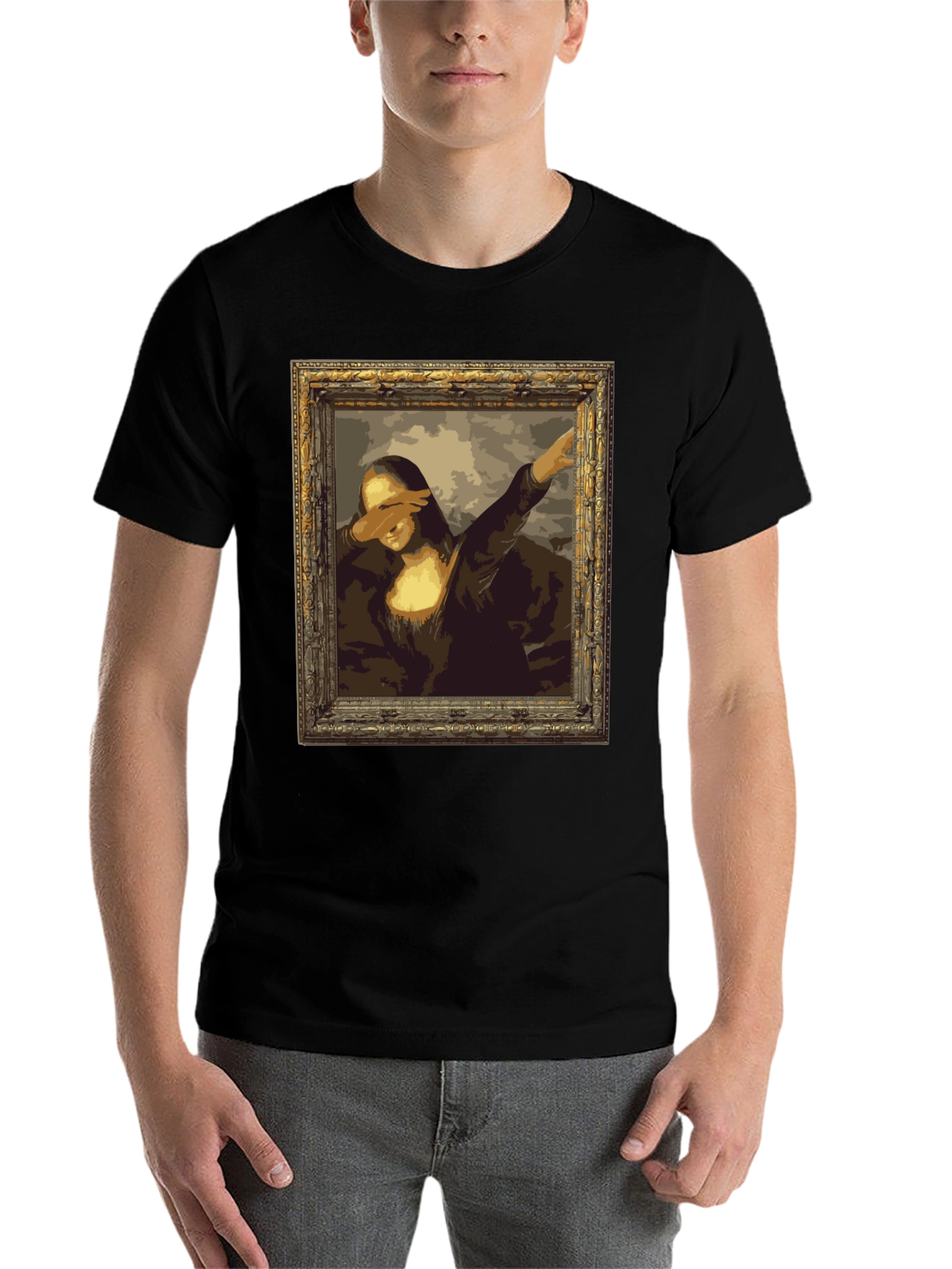 Black Mona Lisa Dab Black T-Shirt view 7