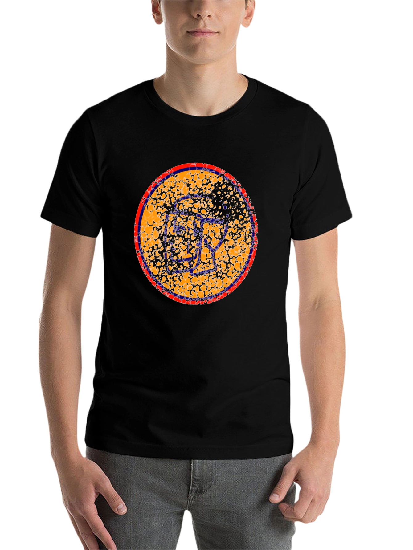 Black Abstract Circle Graphic Black T-Shirt view 7