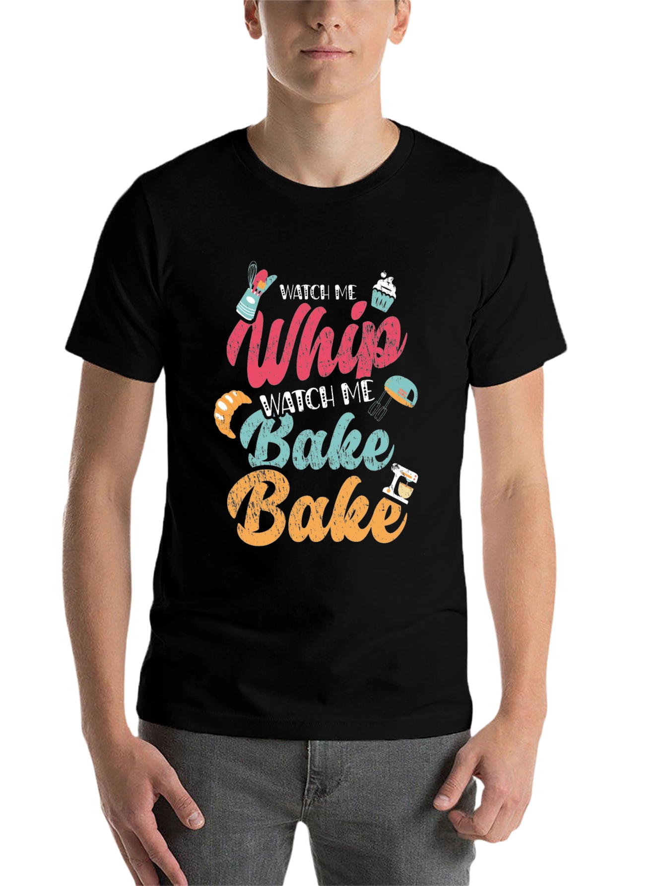 Black Watch Me Whip Bake T-Shirt - Baker's Delight! view 7