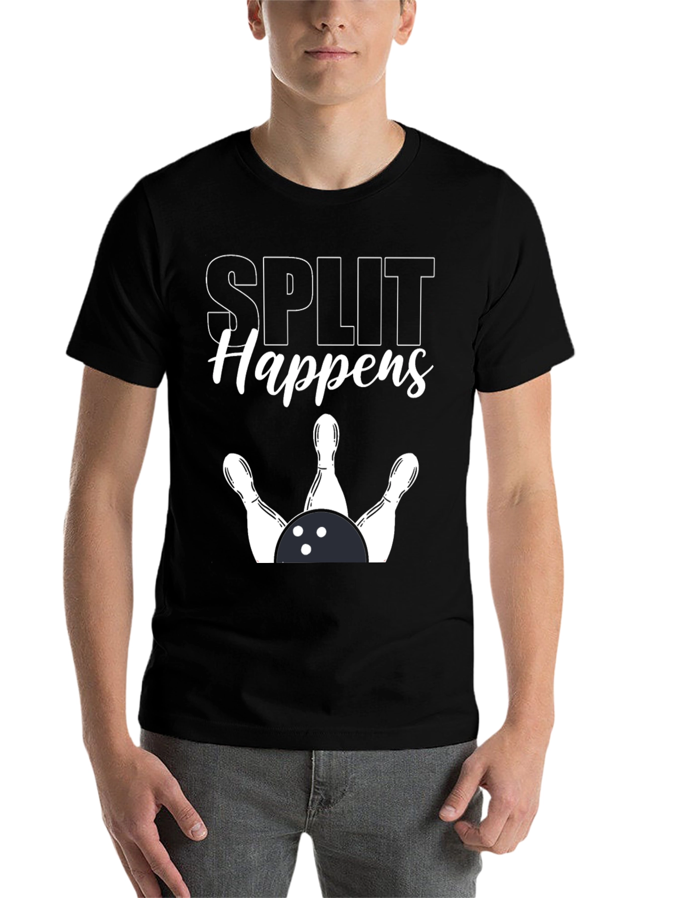 Black Split Happens Bowling T-Shirt - Black Graphic Tee view 7