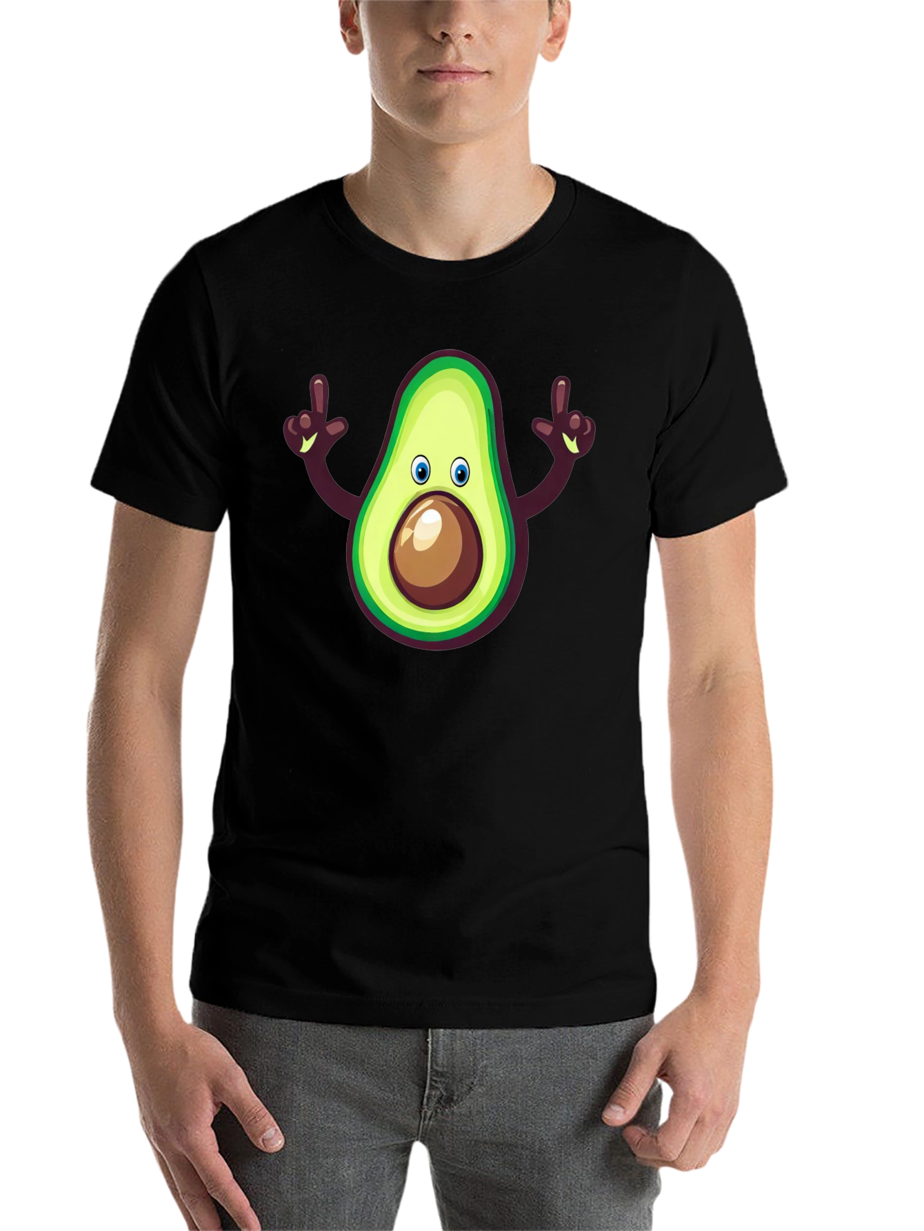 Black Avocado Cartoon Graphic Tee - Black view 7