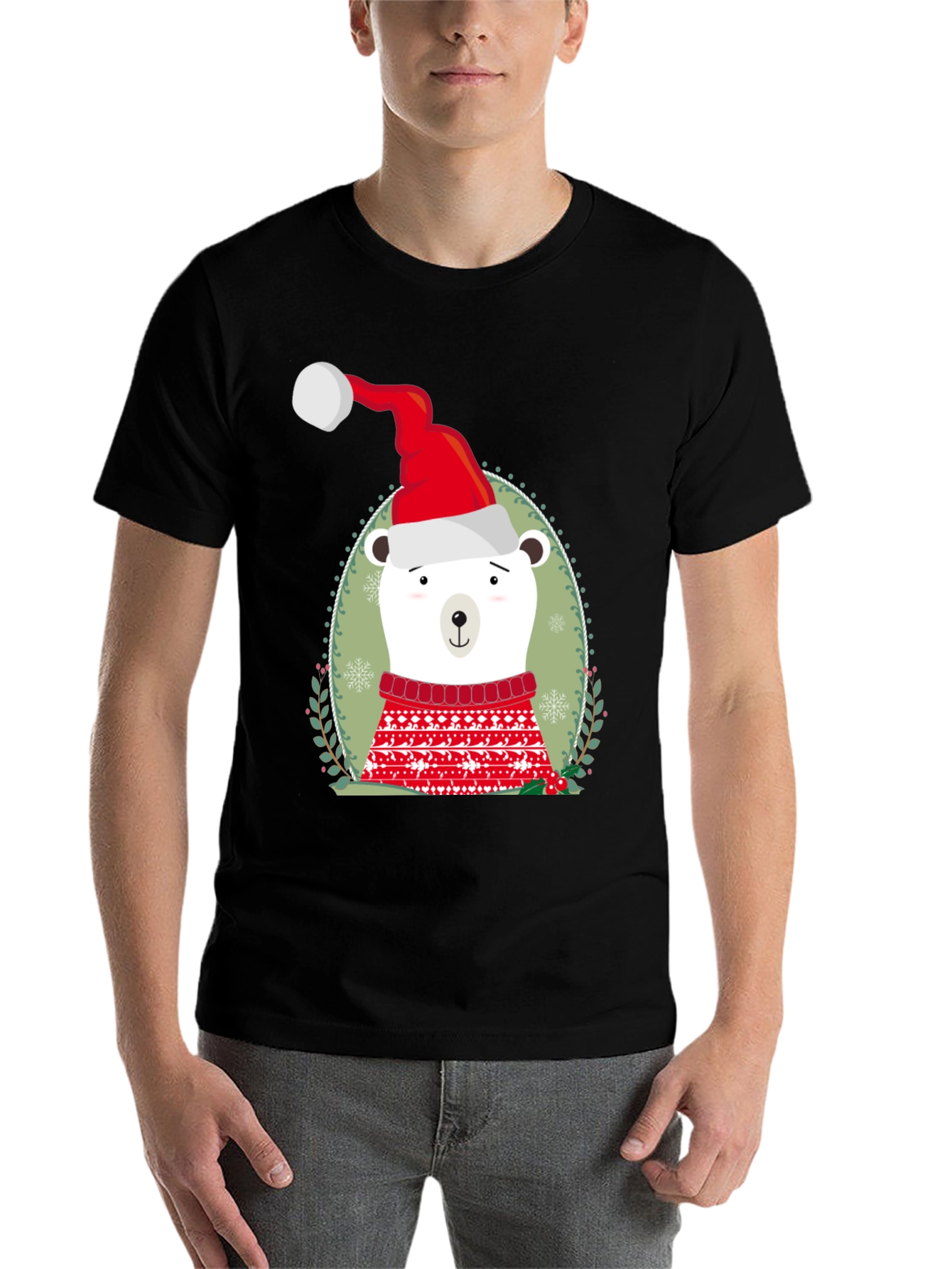 Black Holiday Polar Bear Graphic Tee view 7