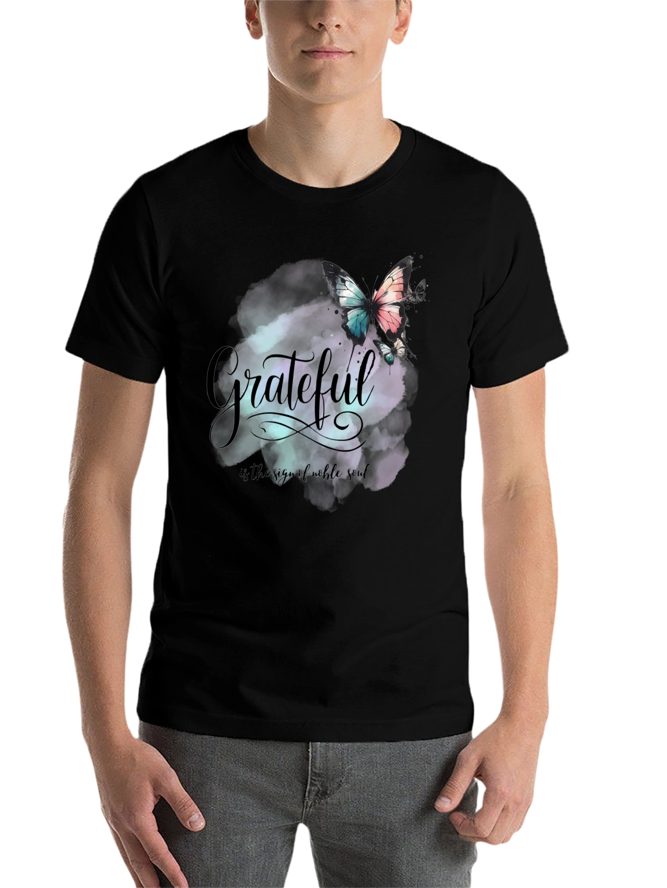 Black Grateful Butterfly Graphic Tee - Noble Soul Design view 7