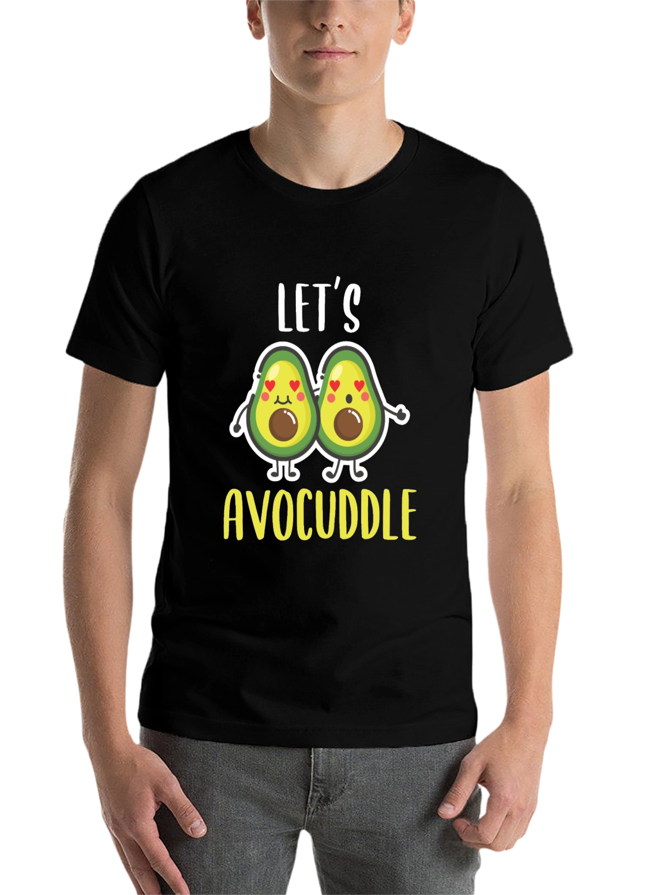 Black Let's Avocuddle Black T-Shirt view 7