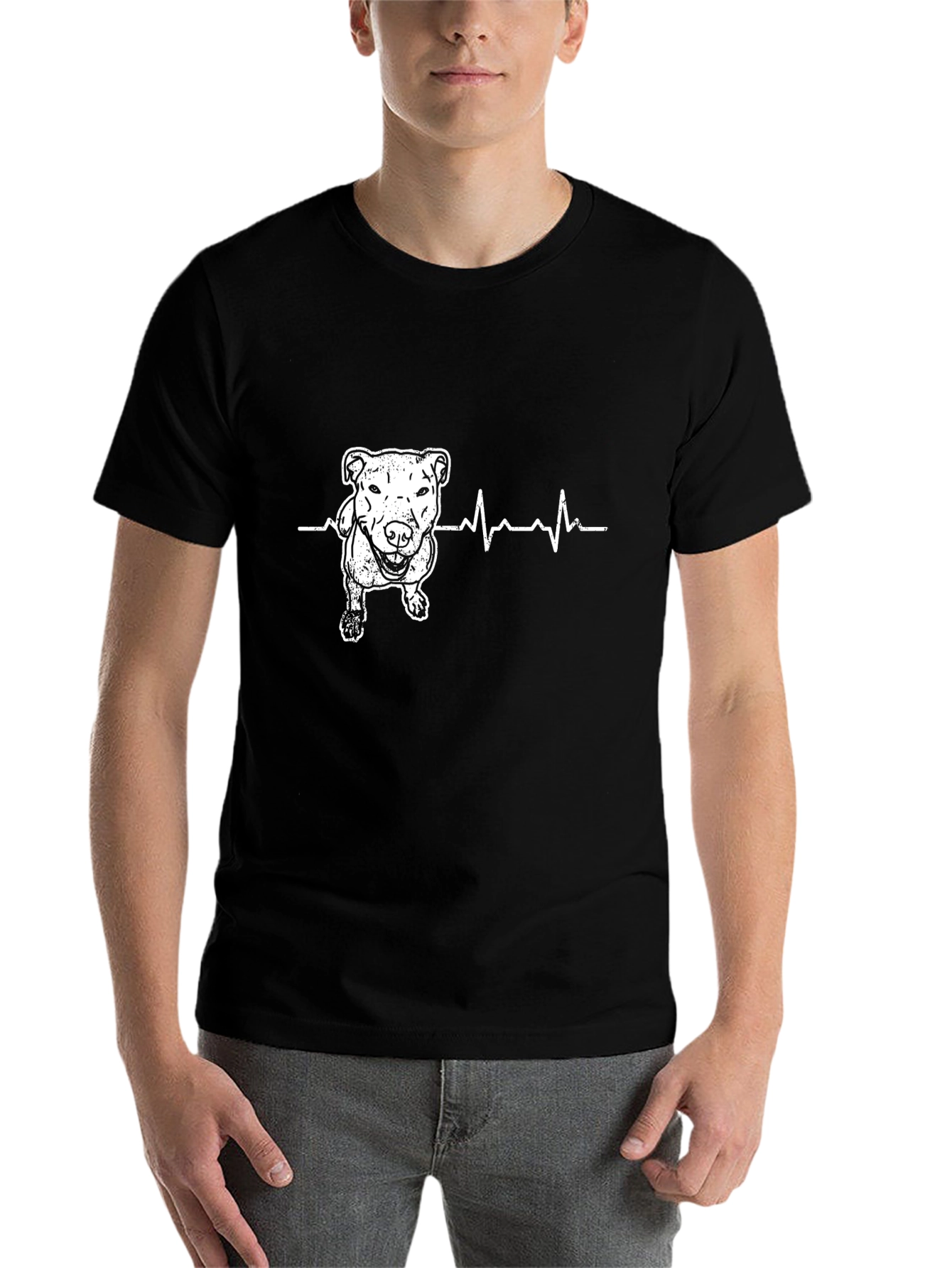 Black Dog Heartbeat Graphic Tee - Black Cotton Blend view 7