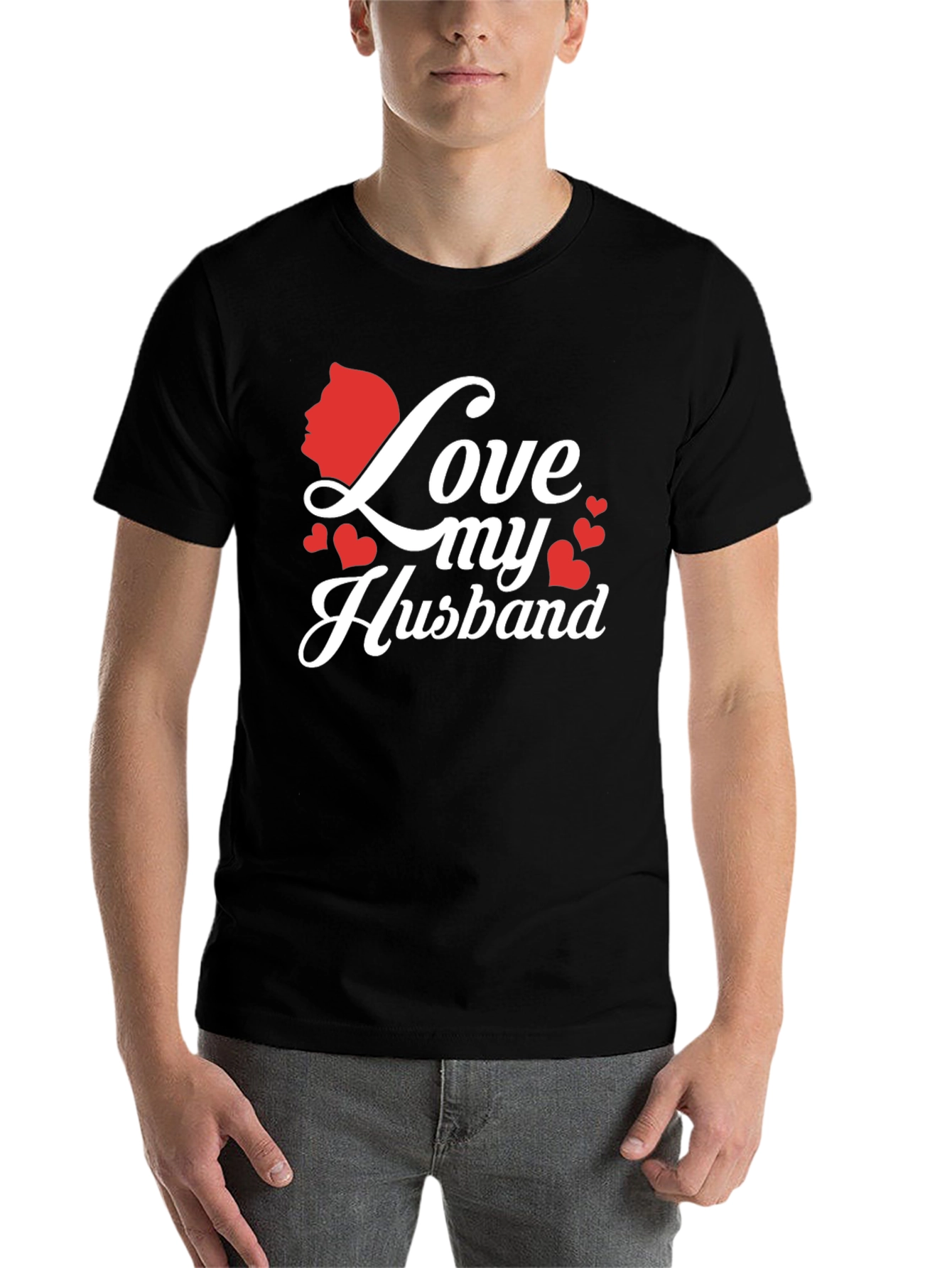 Black Love My Husband Graphic Tee - Black view 7