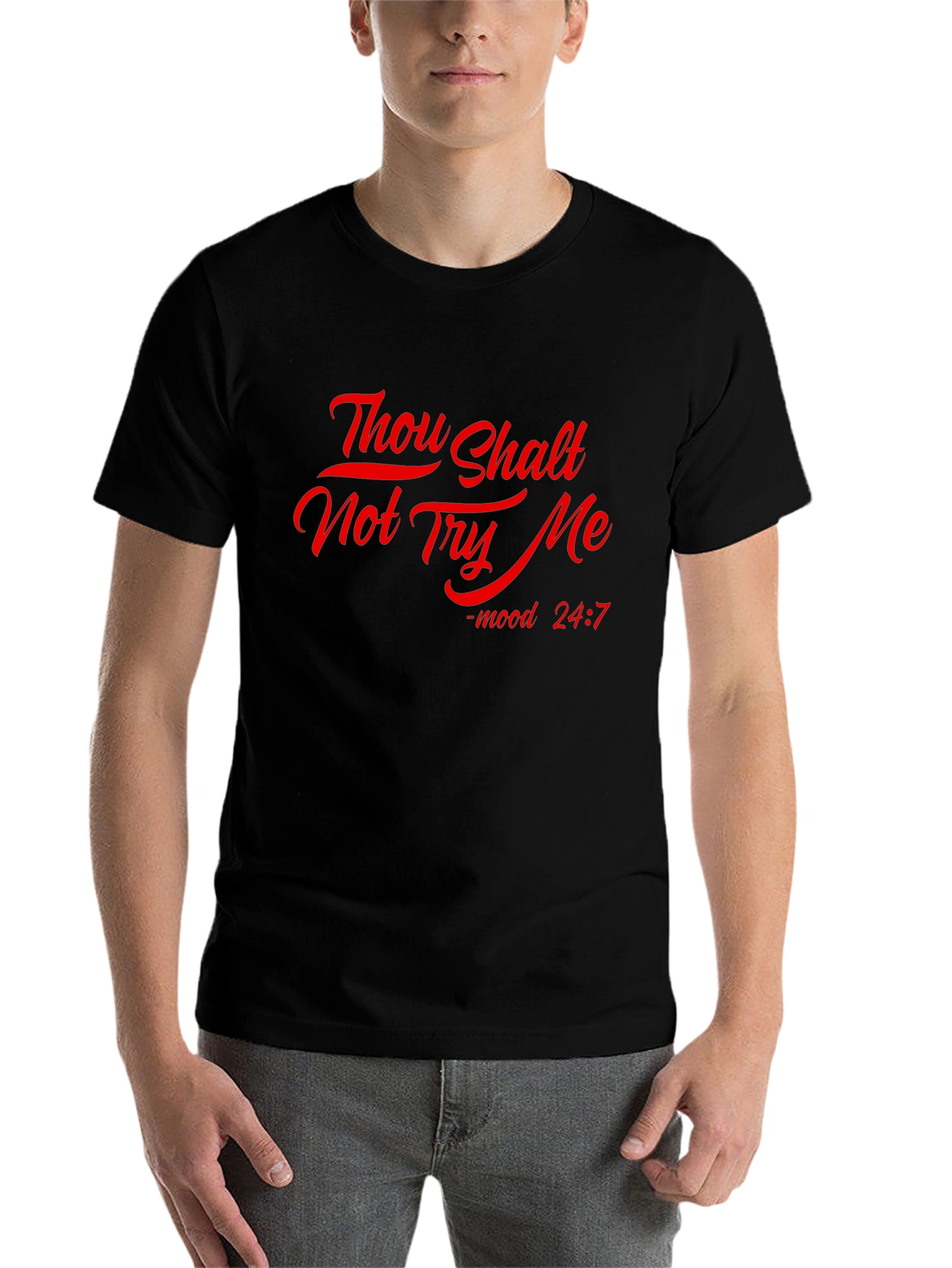 Black Thou Shalt Not Try Me Graphic Tee - Black view 7