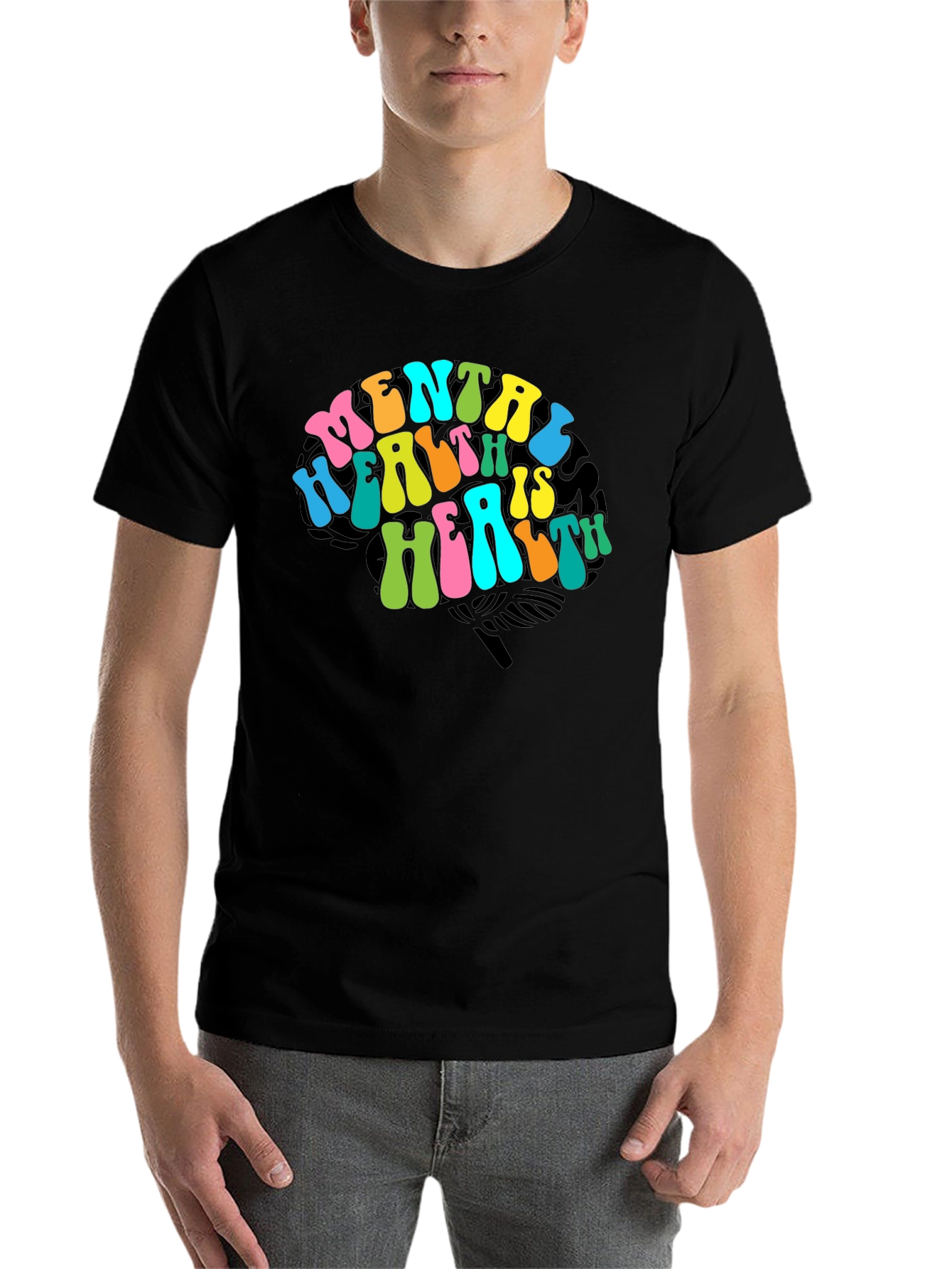 Black Mental Health Brain Graphic T-Shirt view 7