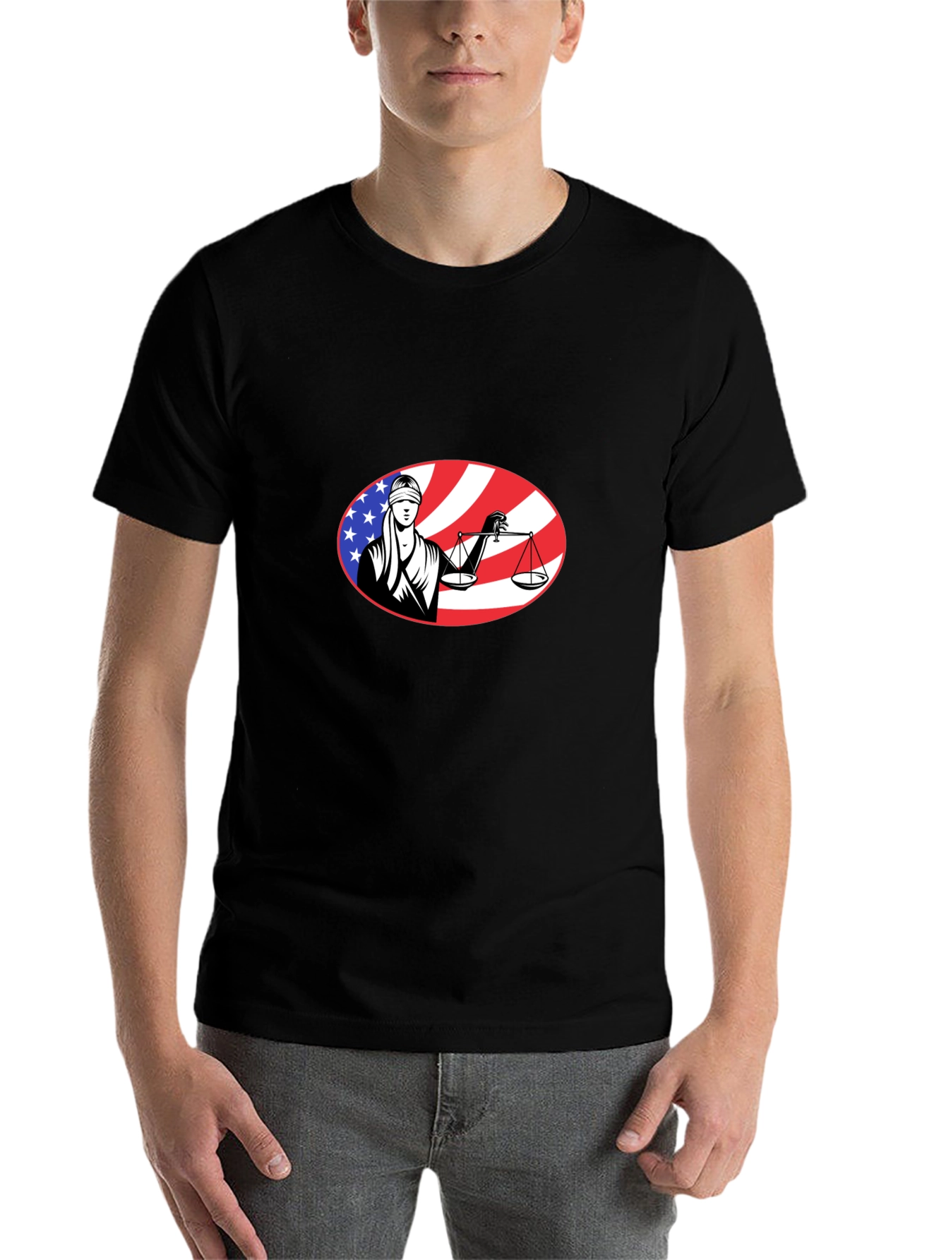 Scales of Justice American Flag T-Shirt - 7