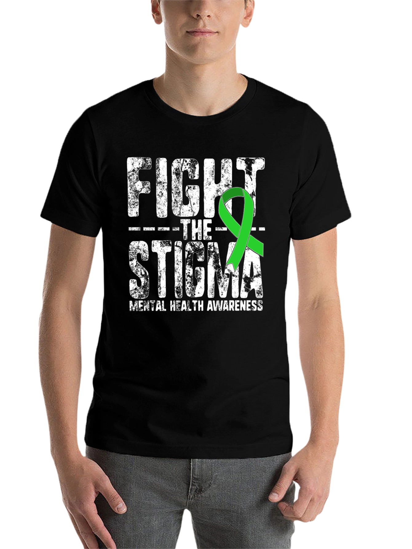 Black Fight The Stigma Mental Health Awareness T-Shirt view 7
