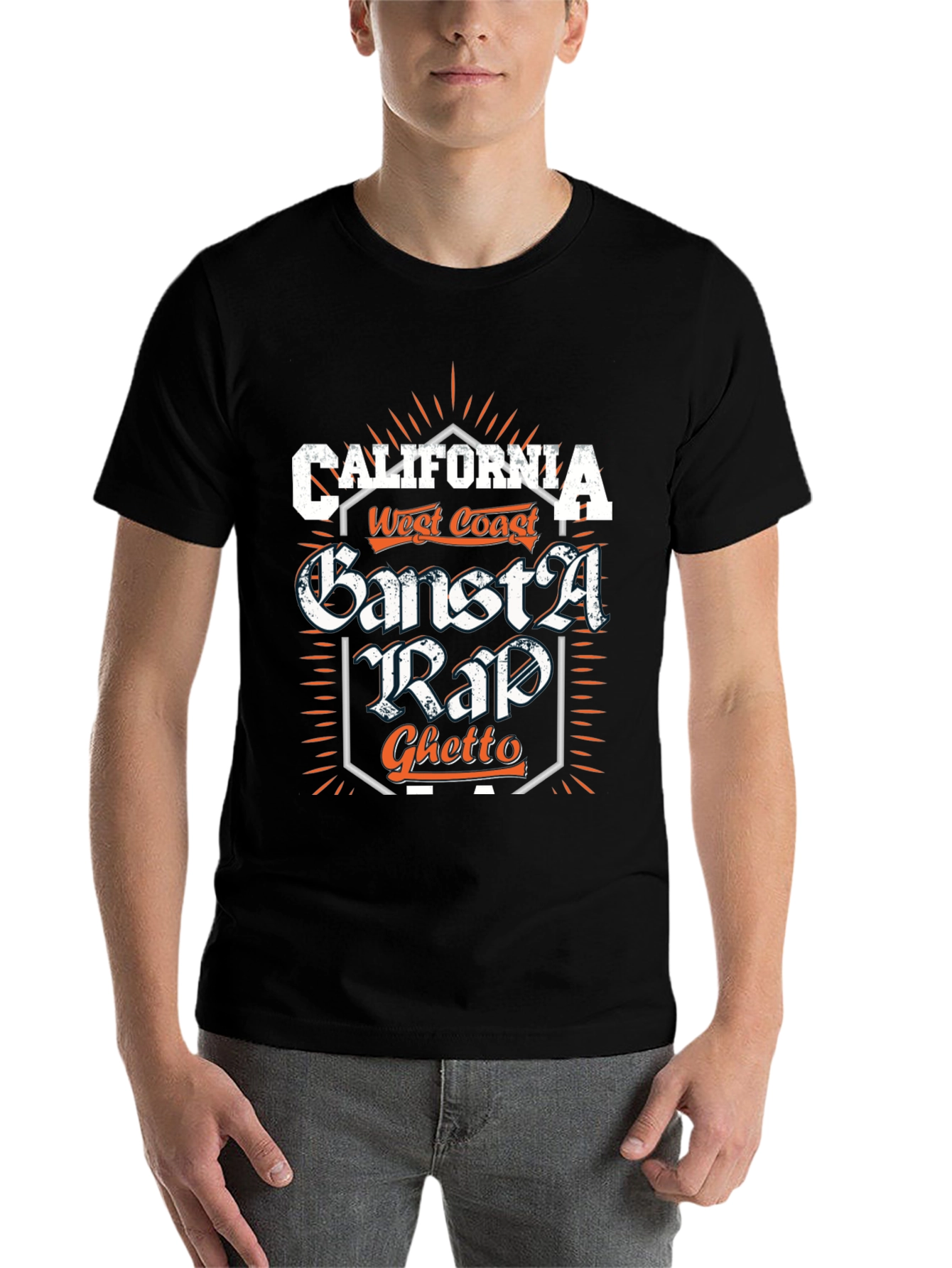 Black California Gangsta Rap T-Shirt view 7