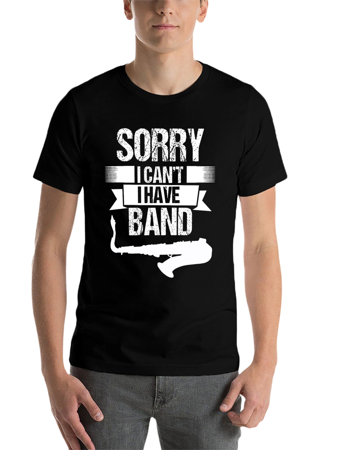 Black Sorry I Can't I Have Band T-Shirt view 7