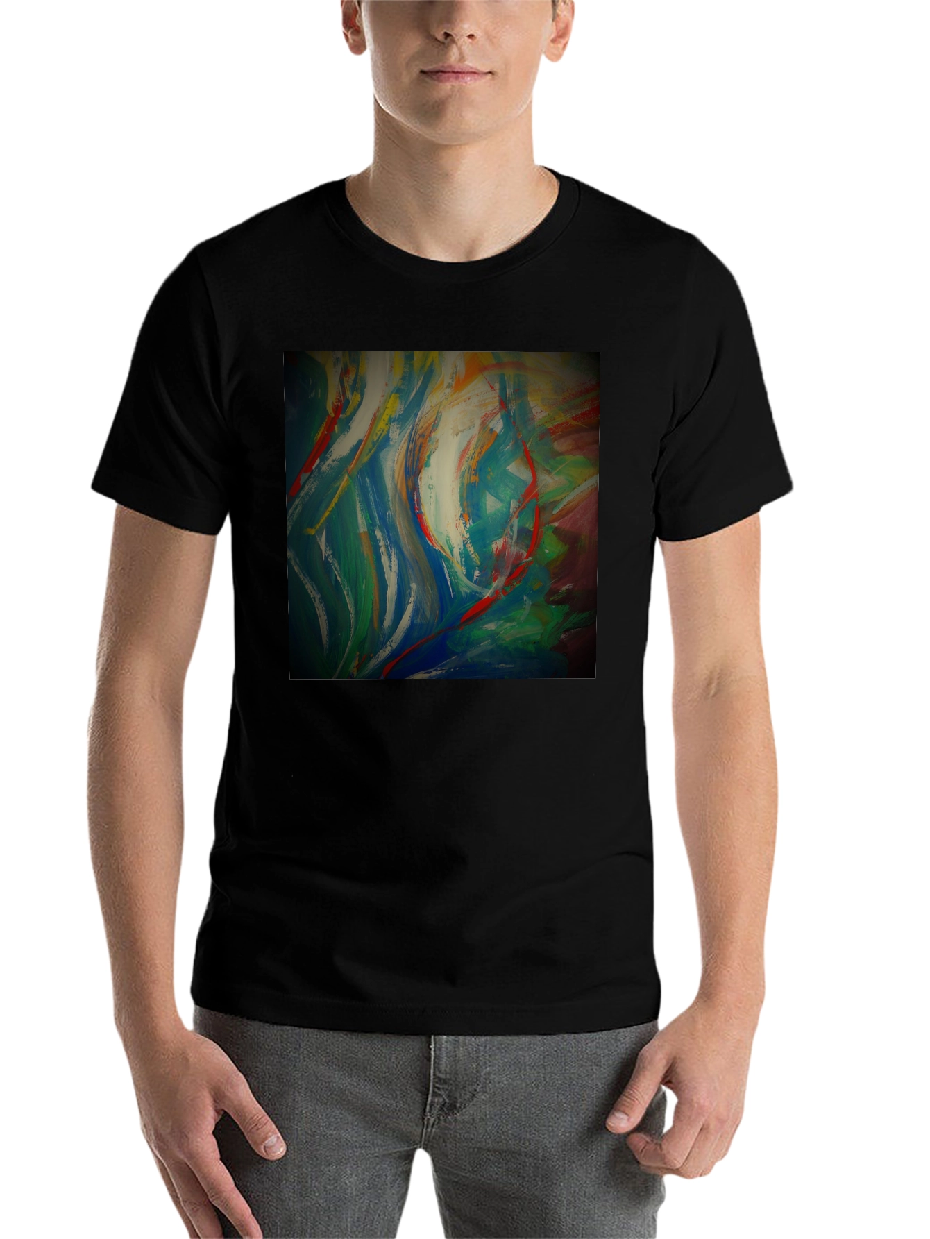 Black Abstract Art Graphic Tee - Modern Style view 7