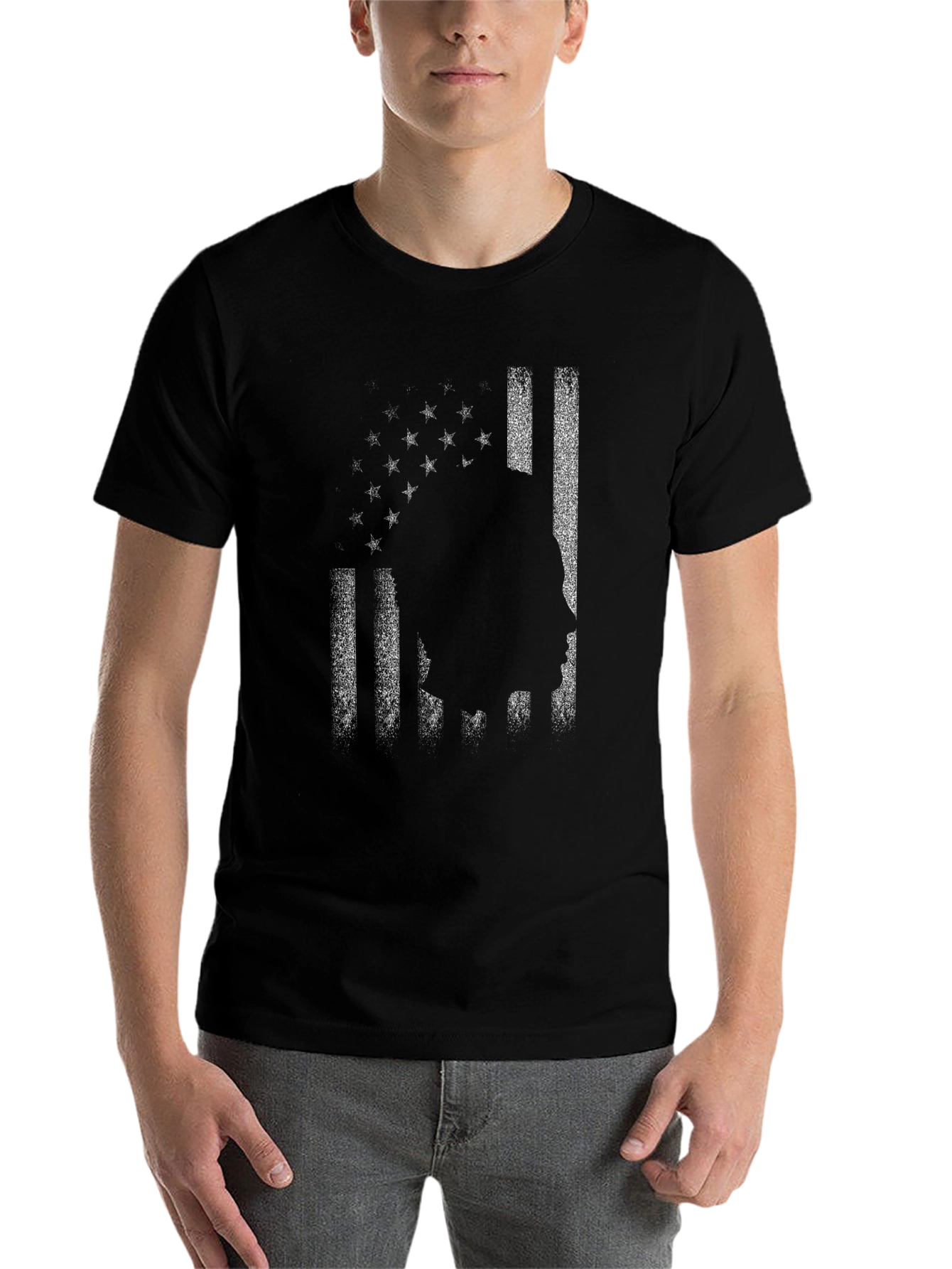 Black American Flag Silhouette Graphic Tee view 7