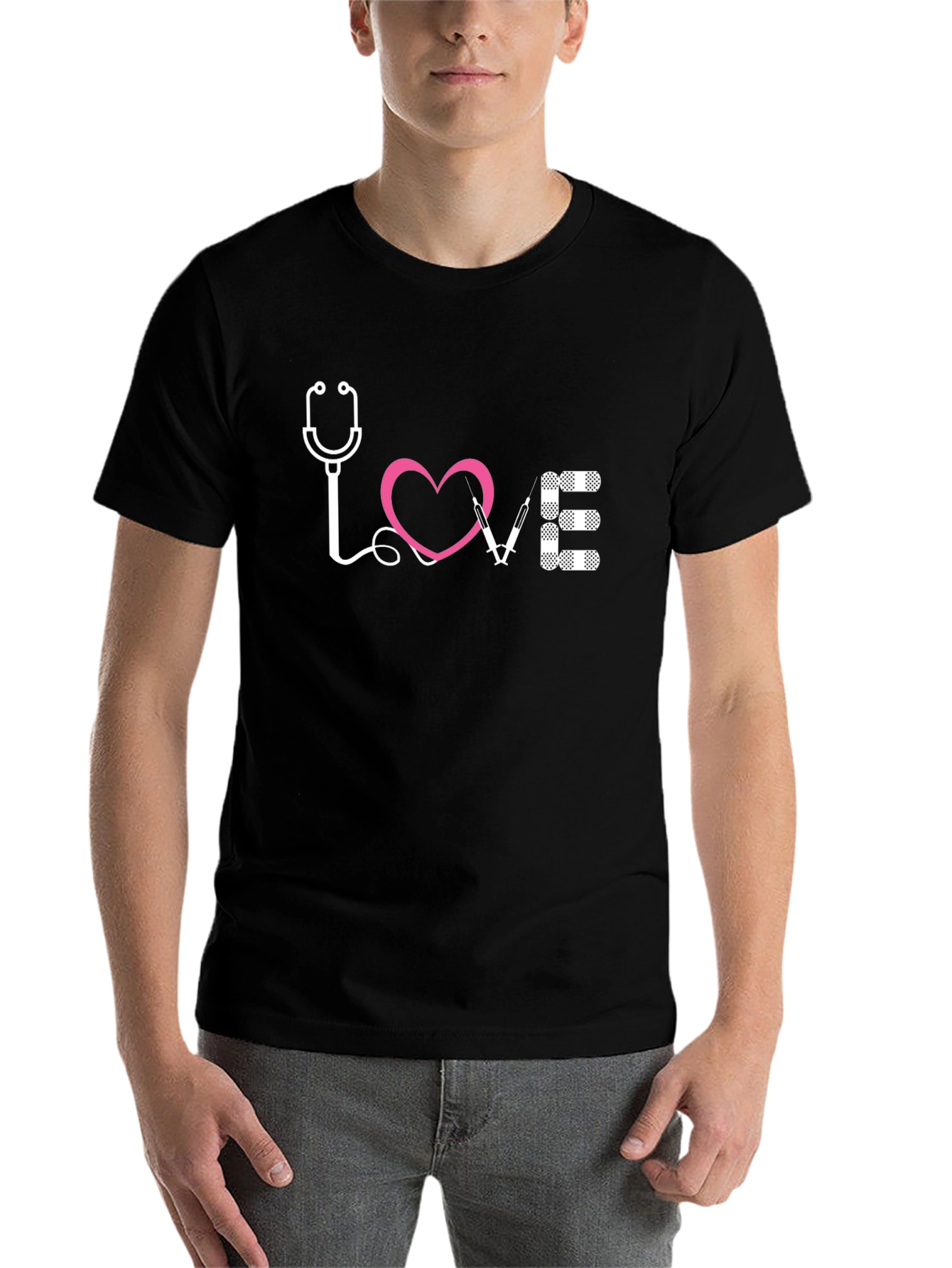 Black Nurse Love Graphic T-Shirt - Black view 7