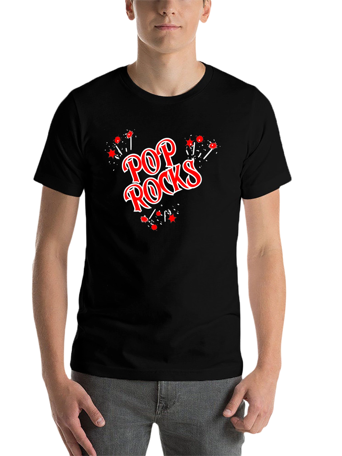 Black Pop Rocks Graphic T-Shirt - Black Cotton Tee view 7