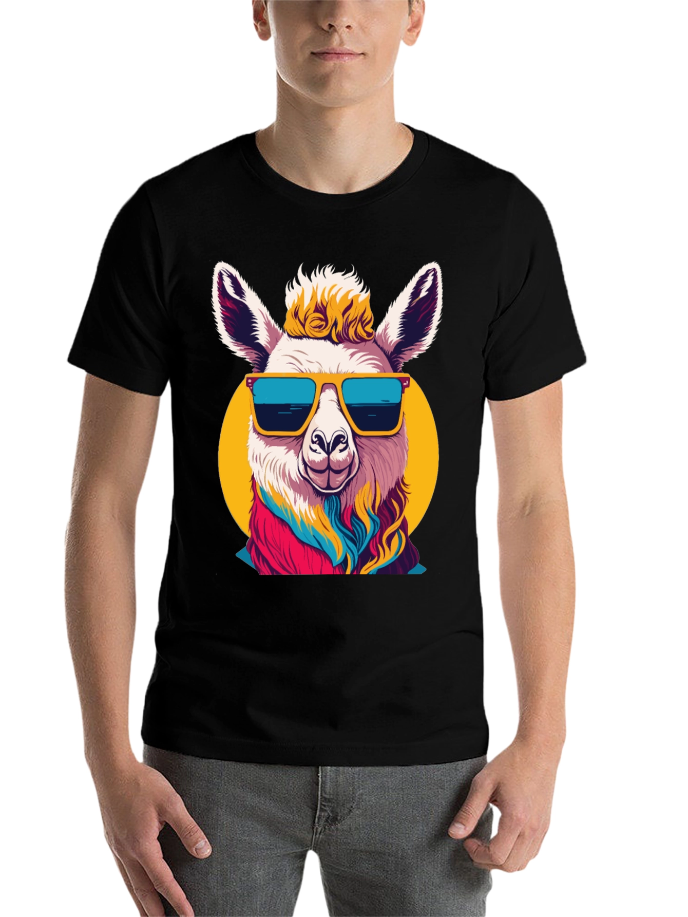 Black Cool Llama Graphic Tee - Black T-Shirt view 7