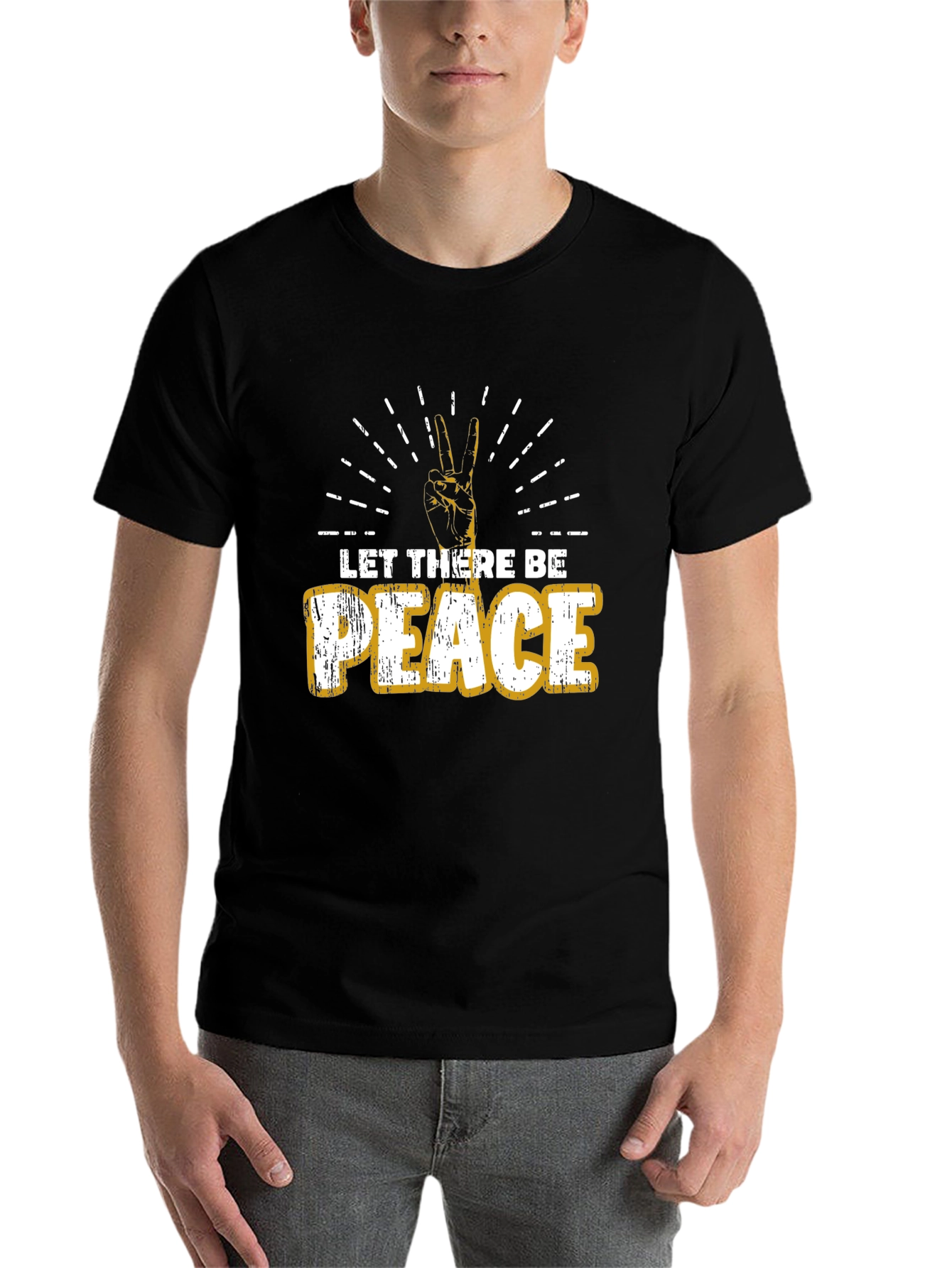 Black Let There Be Peace Graphic Tee - Soft Cotton Blend view 7