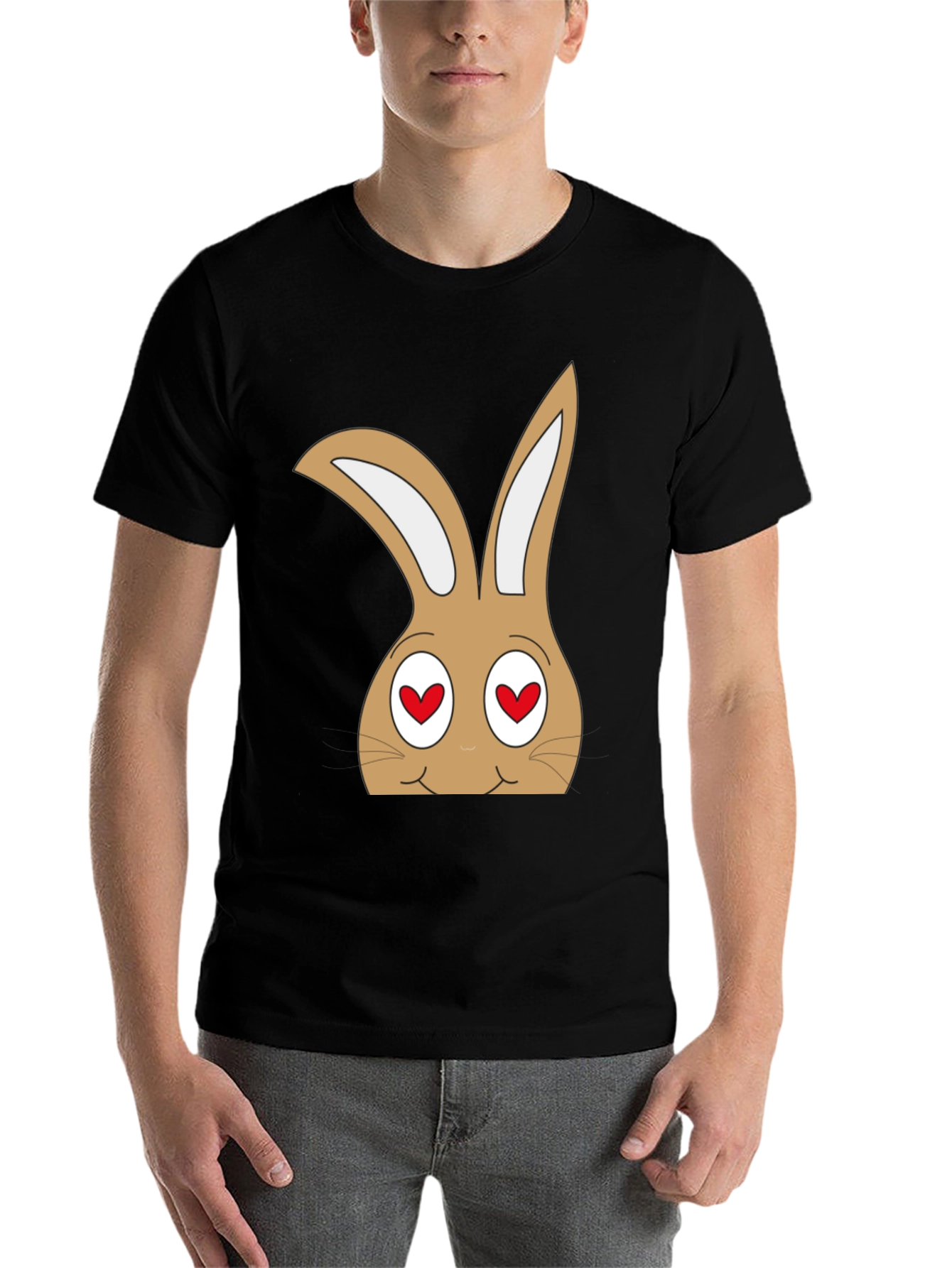 Black Funny Bunny Heart Eyes T-Shirt view 7