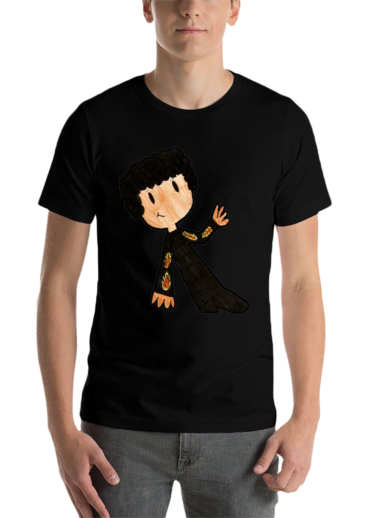 Black Cartoon Character Black T-Shirt view 7