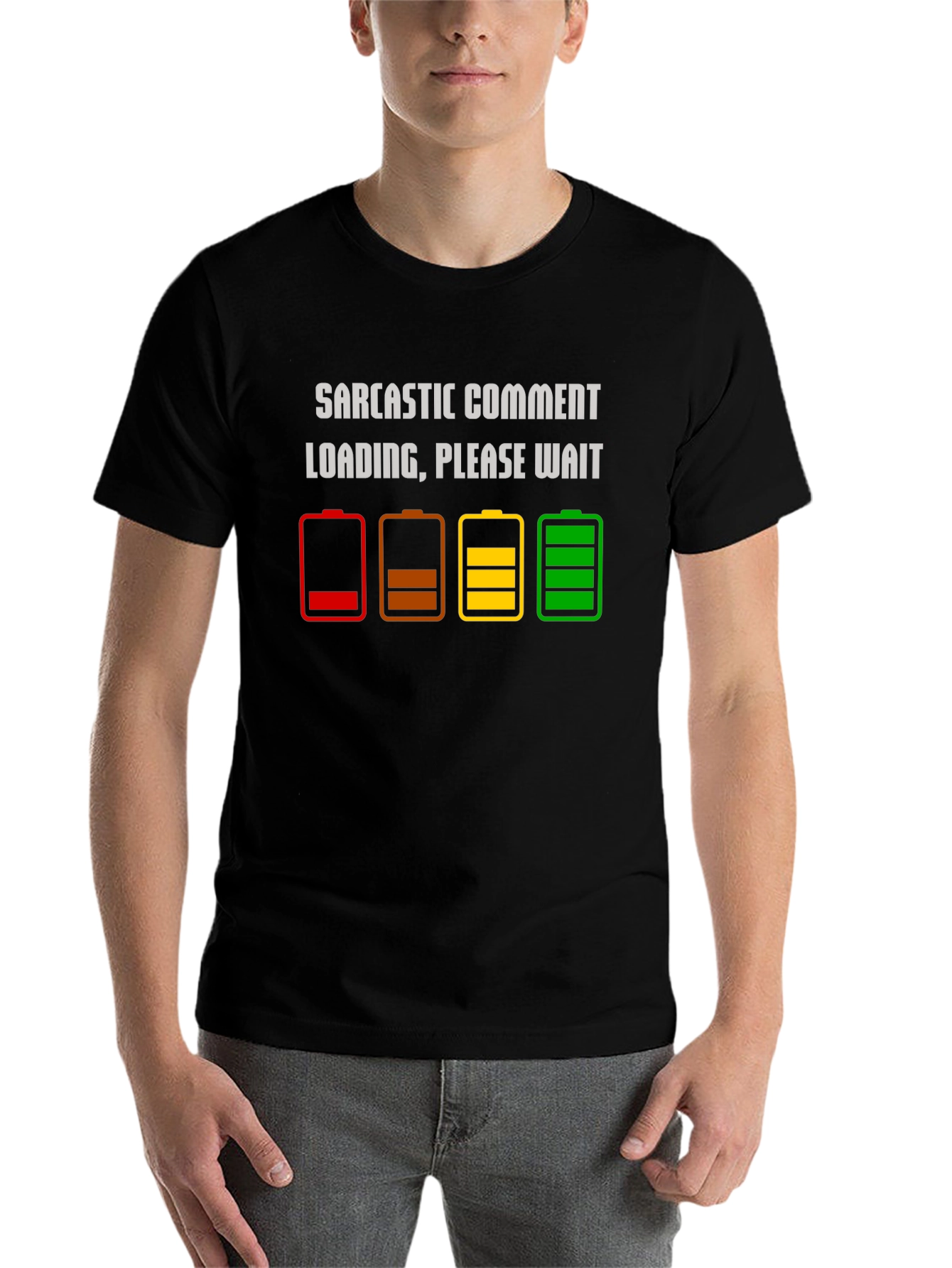 Black Sarcastic Comment Loading T-Shirt - Funny Humor Tee view 7