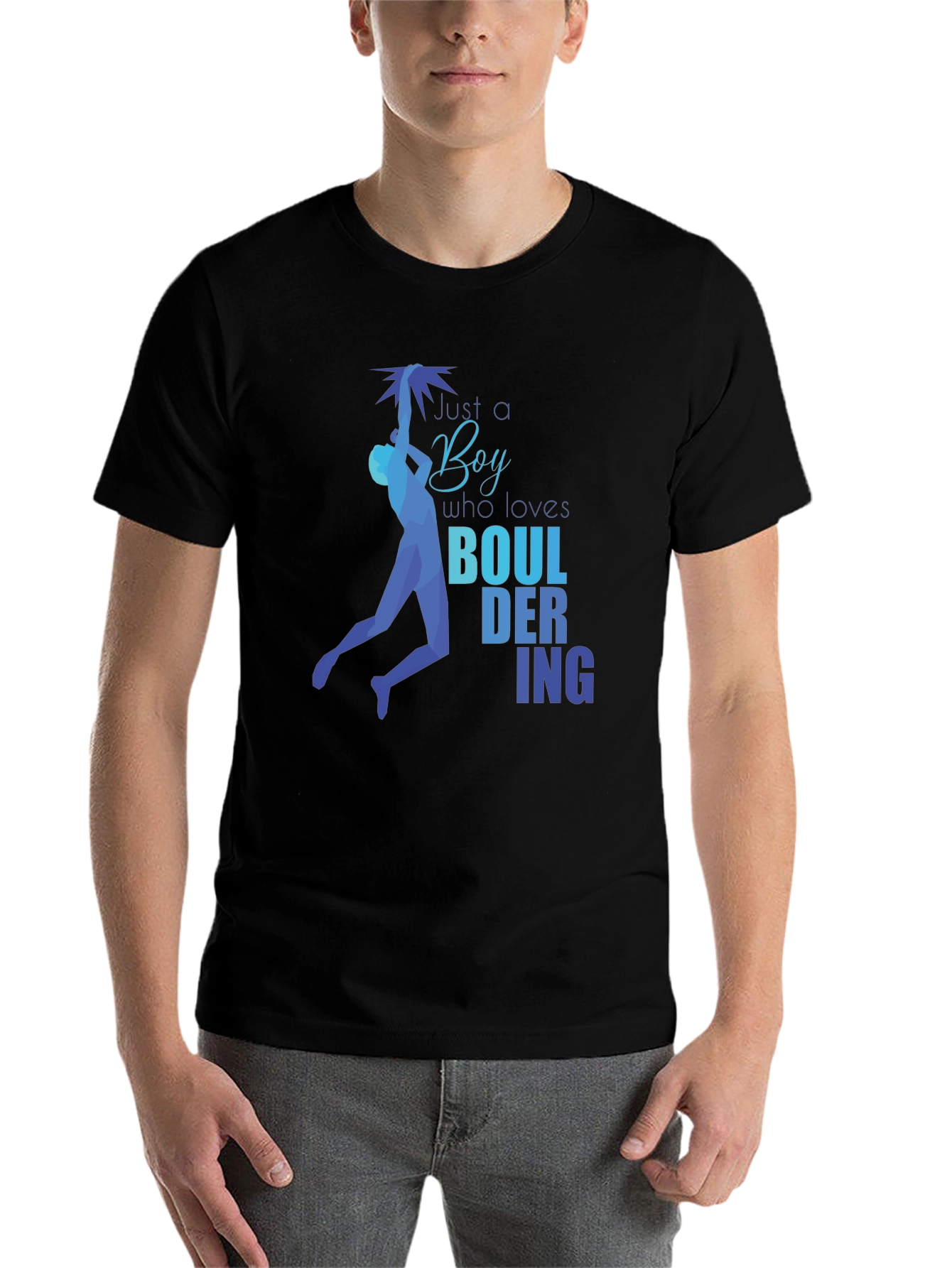 Black Bouldering Boy Graphic T-Shirt - Climbing Enthusiast Tee view 7