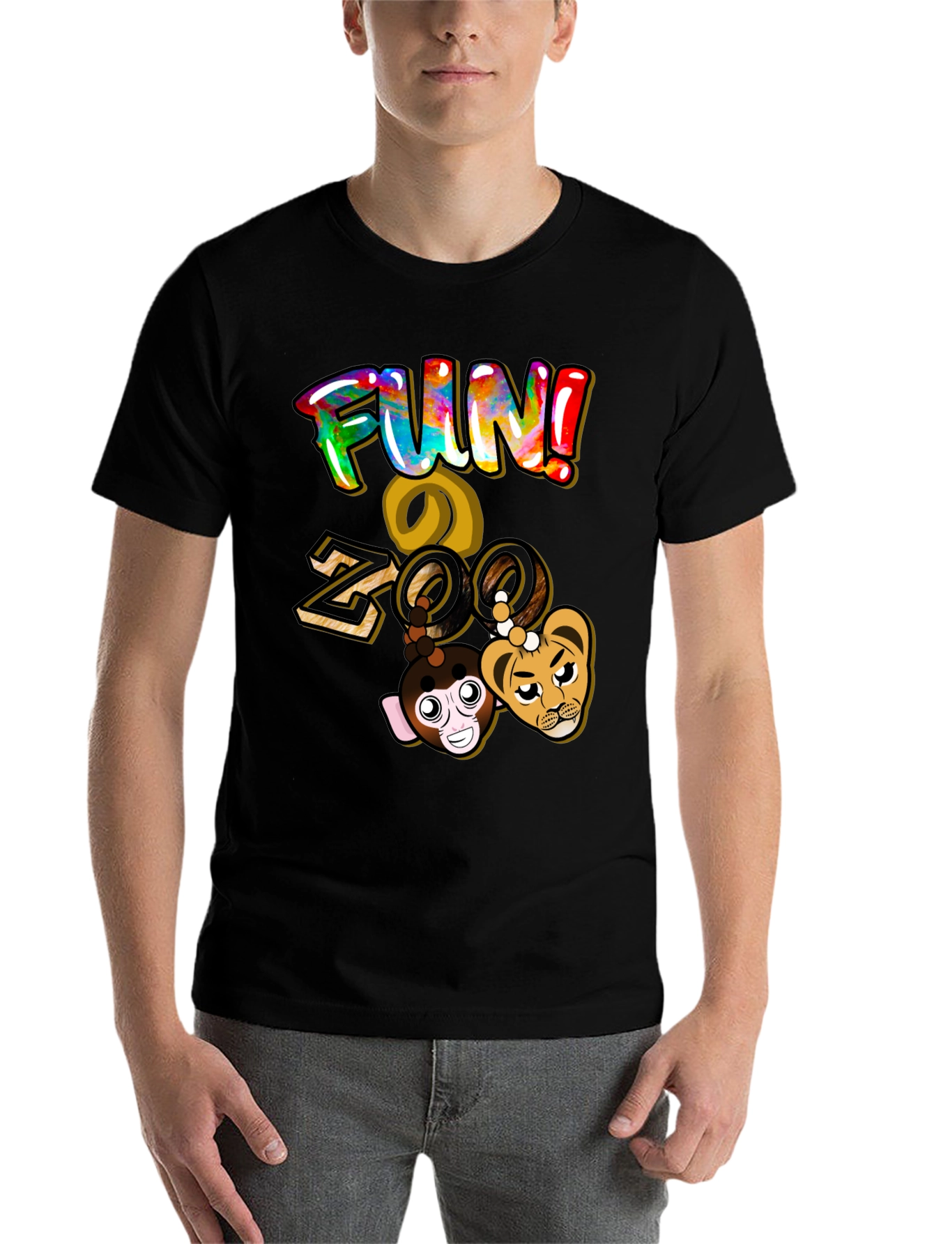 Black Fun Zoo Graphic T-Shirt - Black Cotton Tee view 7