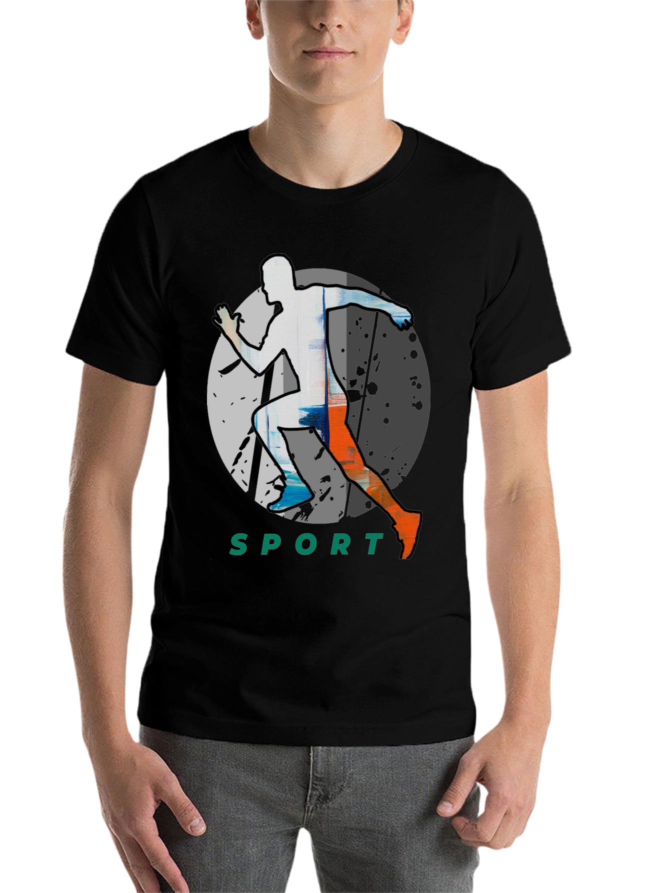 Men's Black Graphic Tee - Sport Runner Design - 7