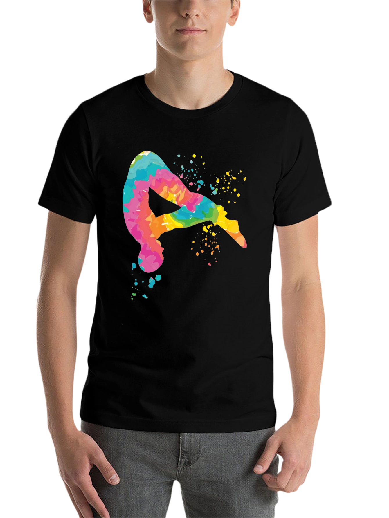 Black Colorful Diving T-Shirt view 7