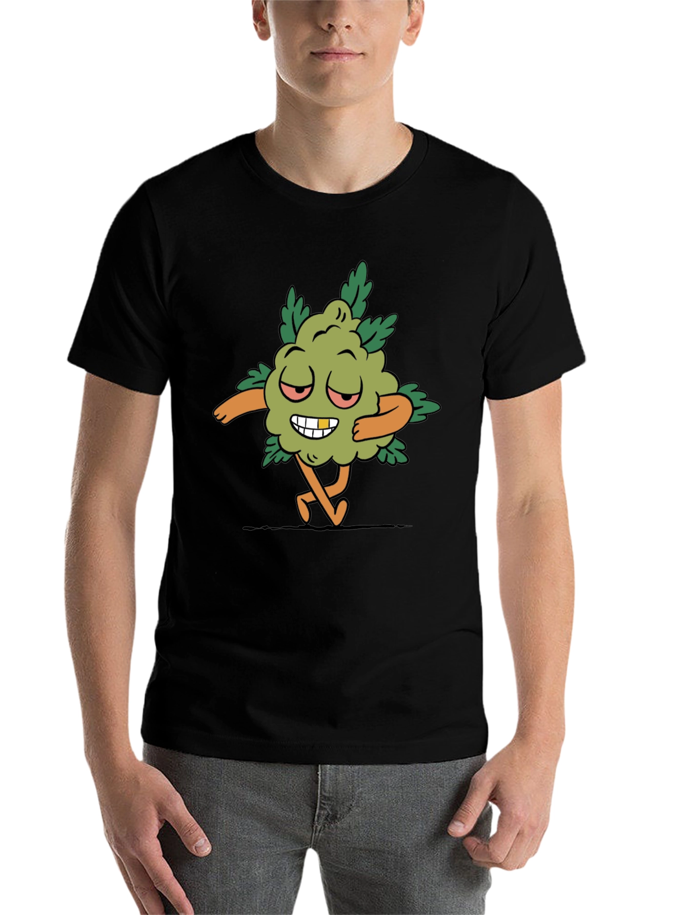Black Cartoon Weed Bud T-Shirt view 7