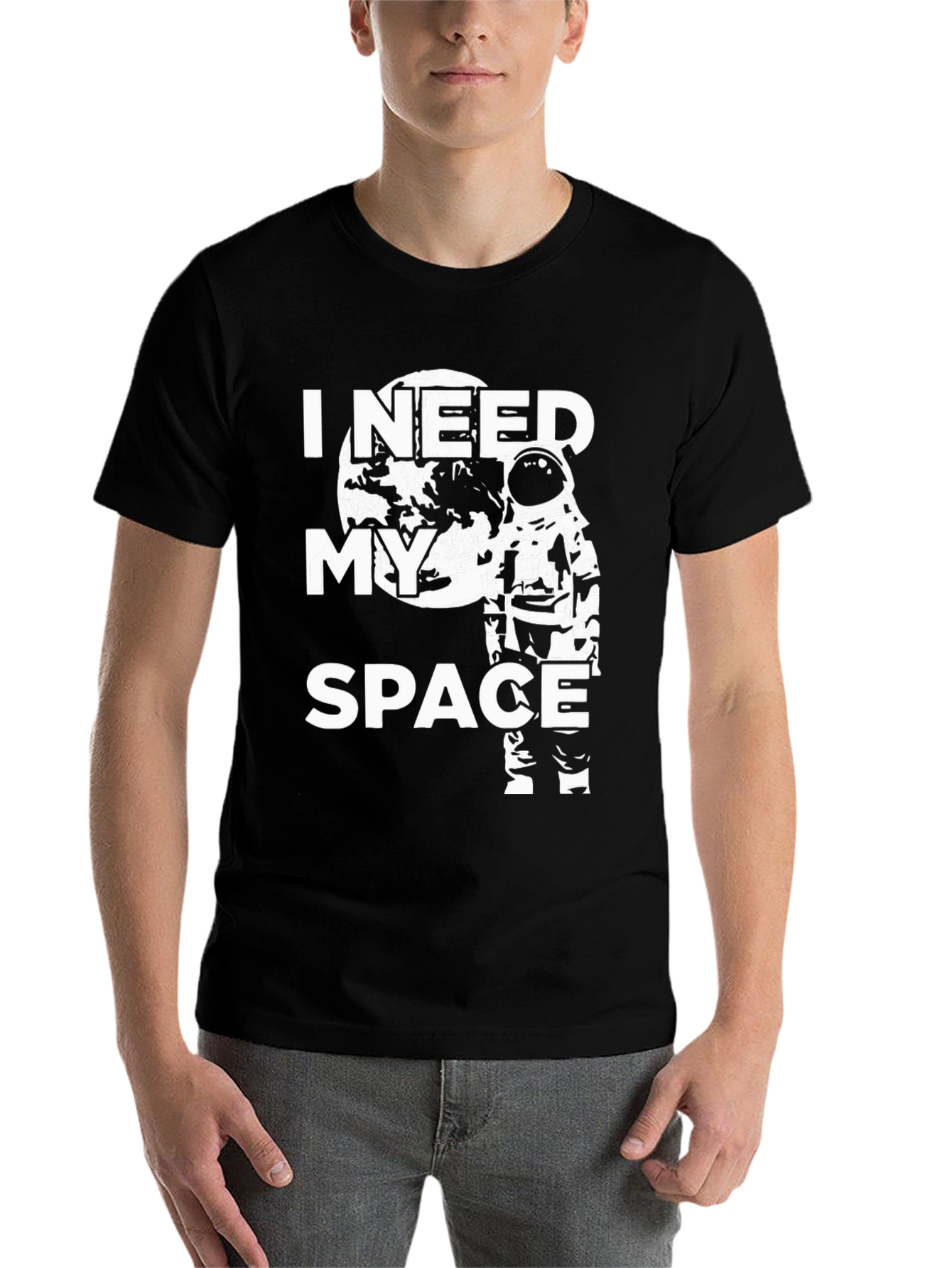 Black I Need My Space Graphic T-Shirt - Astronaut Design view 7