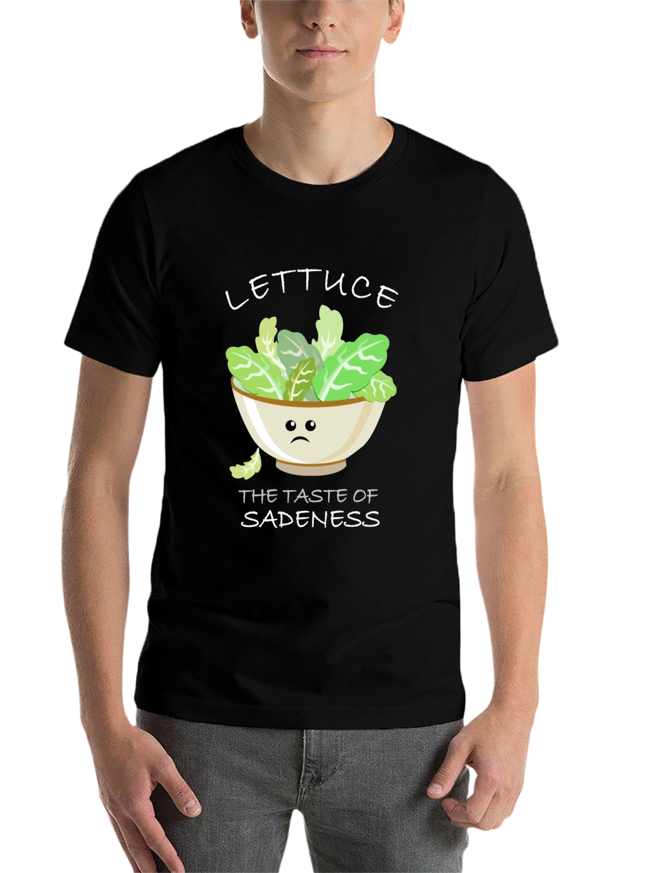 Black Lettuce Sadness T-Shirt - Funny Foodie Tee view 7