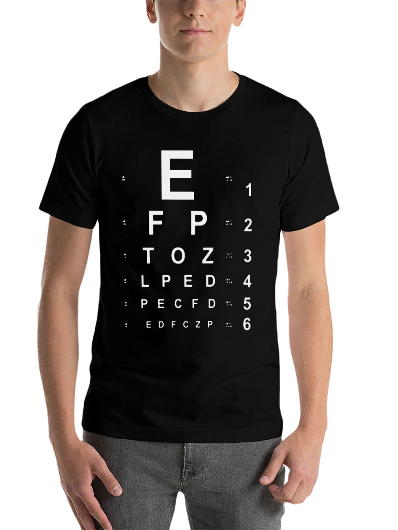 Black Eye Chart Graphic Tee - Vision Test Novelty Shirt view 7