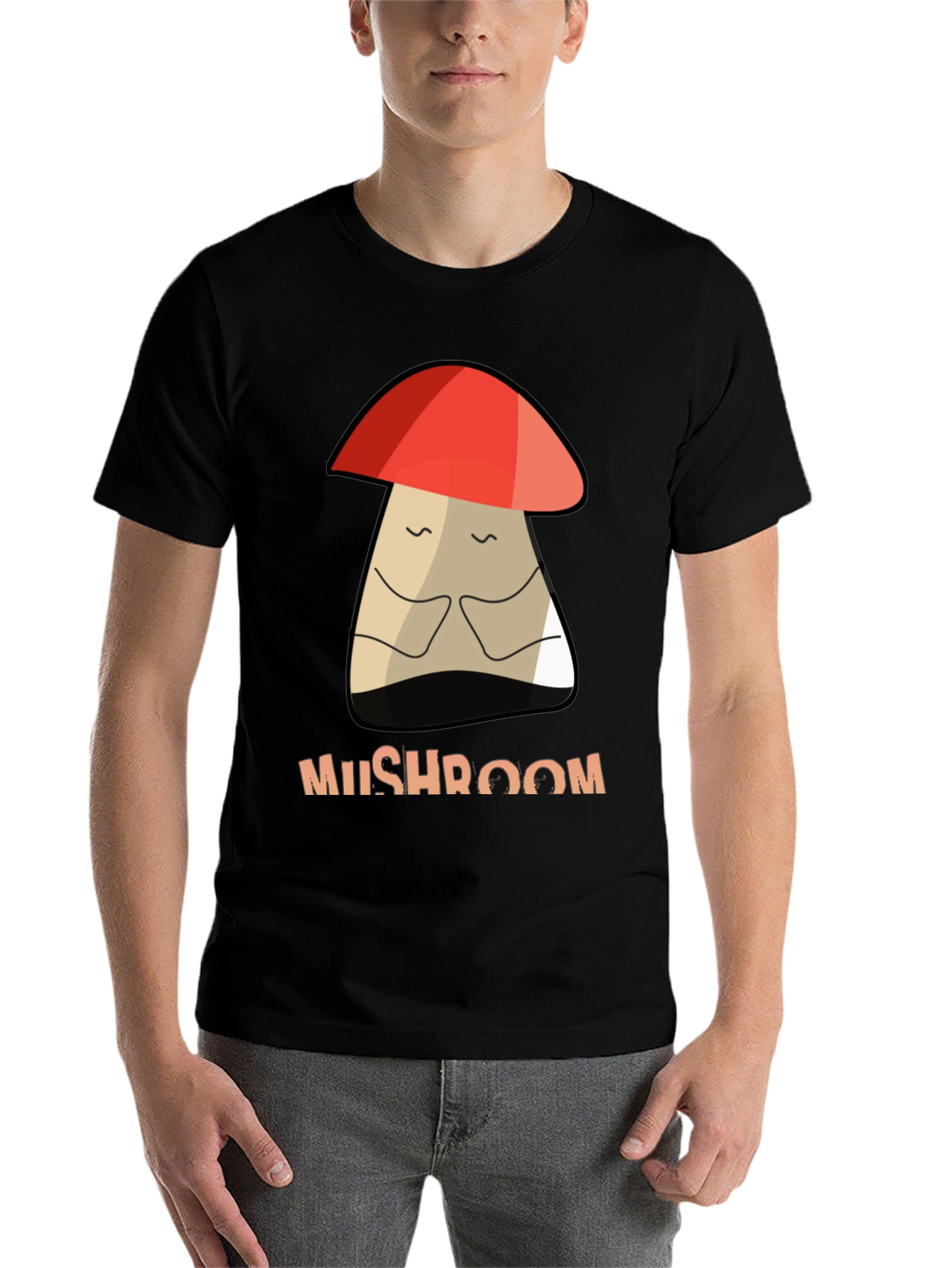 Black Mushroom Graphic Tee - Unisex Cotton T-Shirt view 7