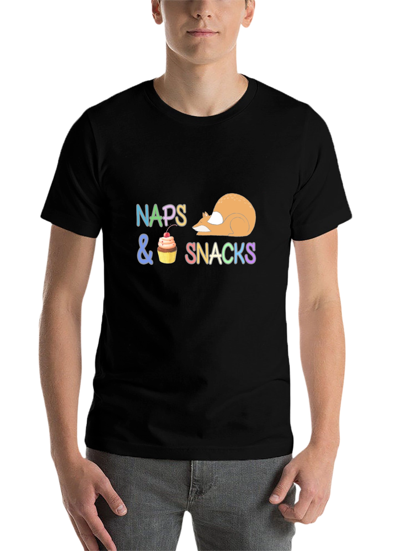 Black Naps & Snacks Graphic Tee - Cozy Comfort view 7
