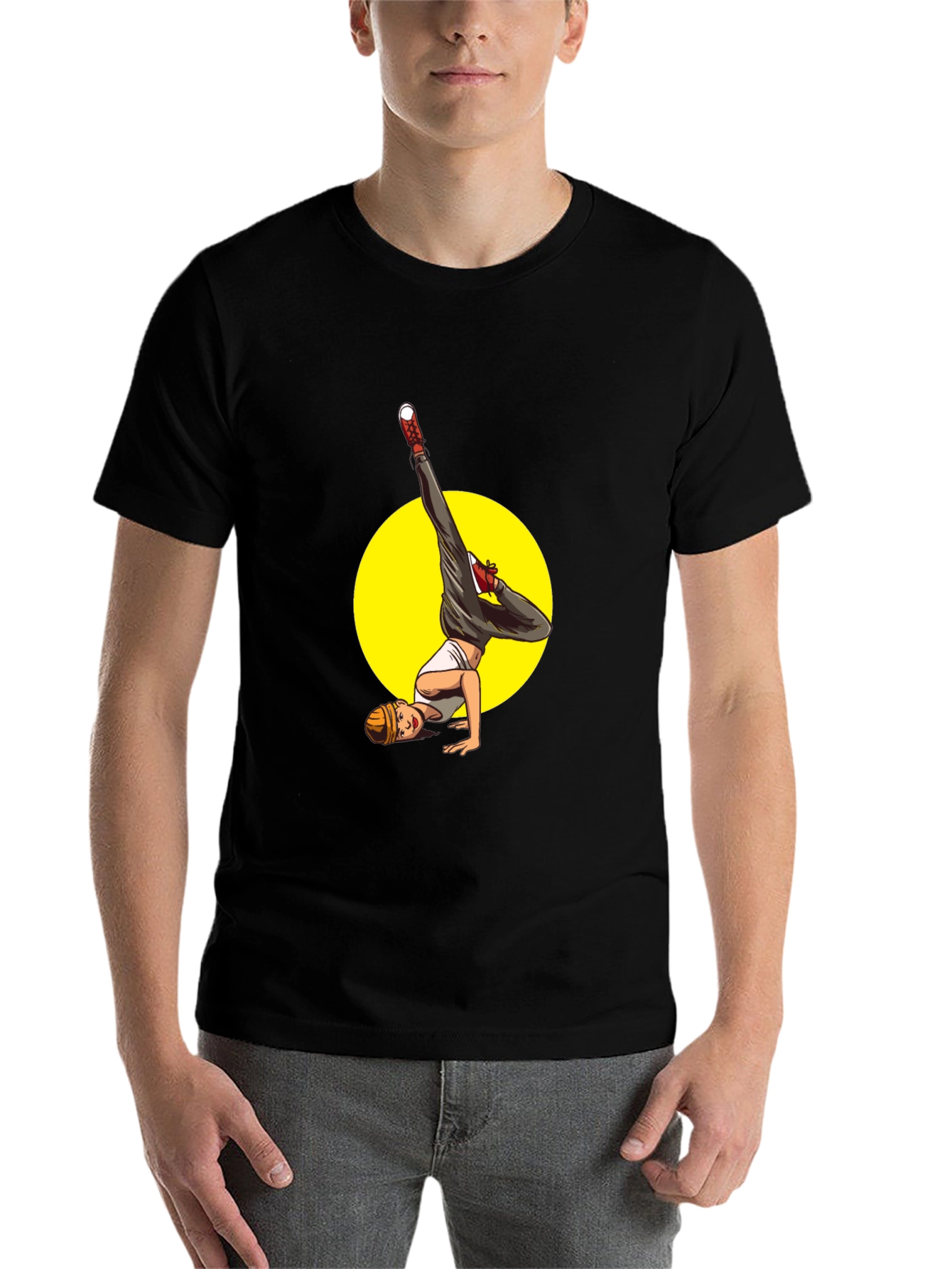Black Black T-Shirt with Breakdancer Graphic view 7