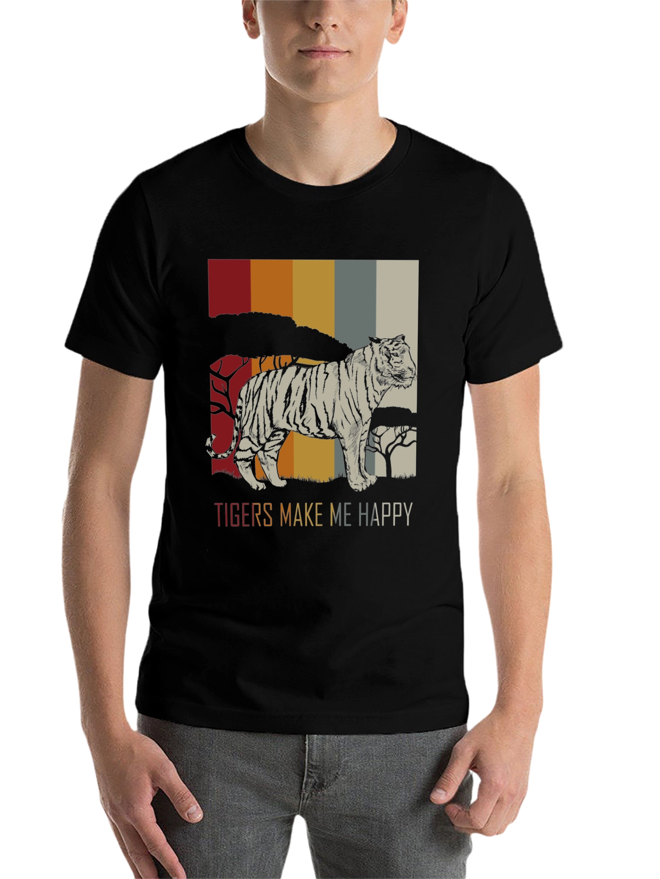 Black Tigers Make Me Happy Graphic Tee - Retro Style view 7