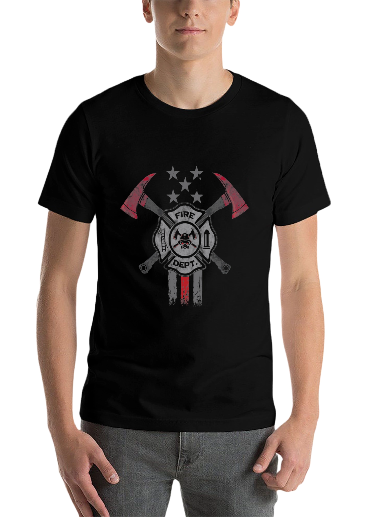Black Fire Department Maltese Cross Graphic T-Shirt view 7
