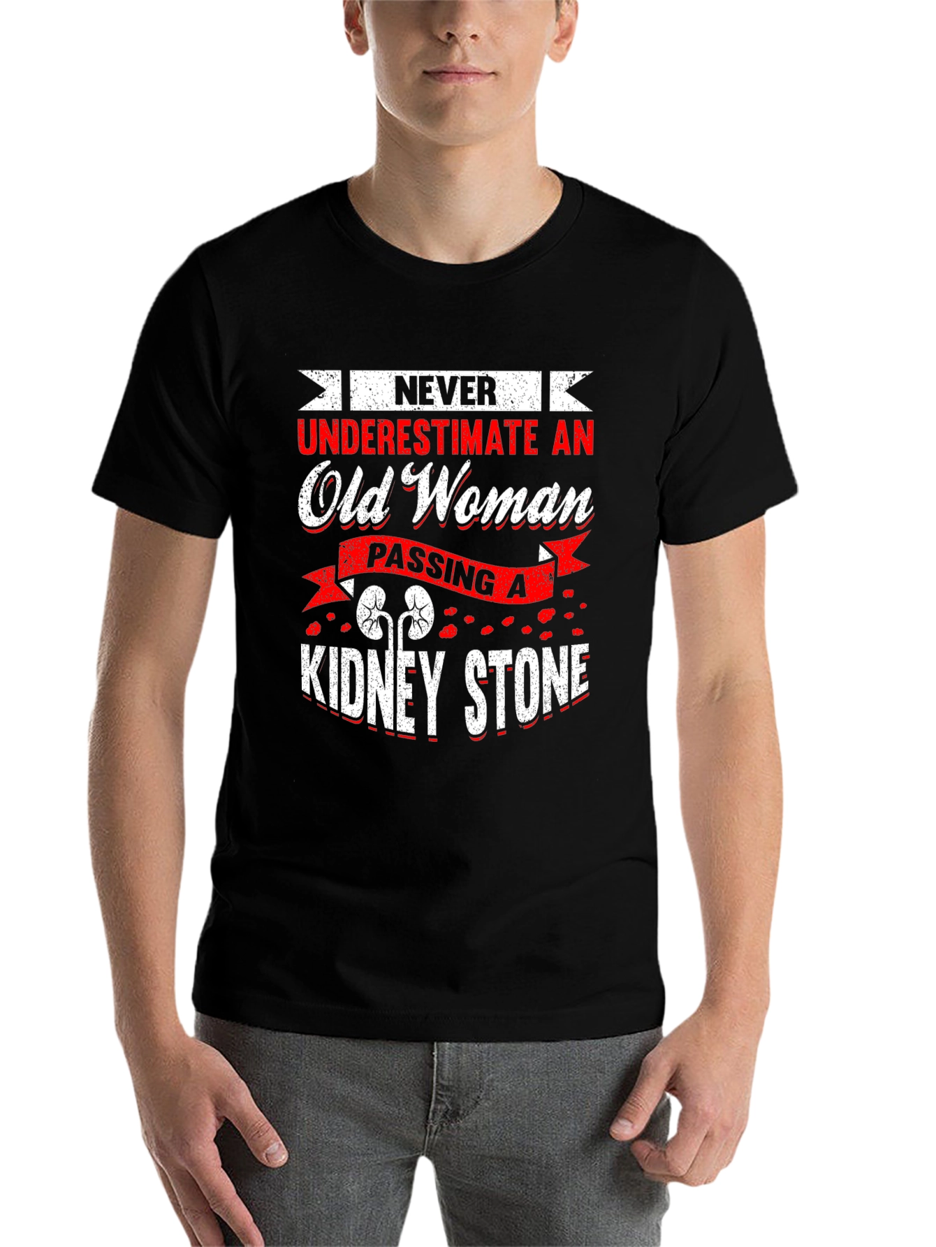 Black Never Underestimate Old Woman Kidney Stone T-Shirt view 7