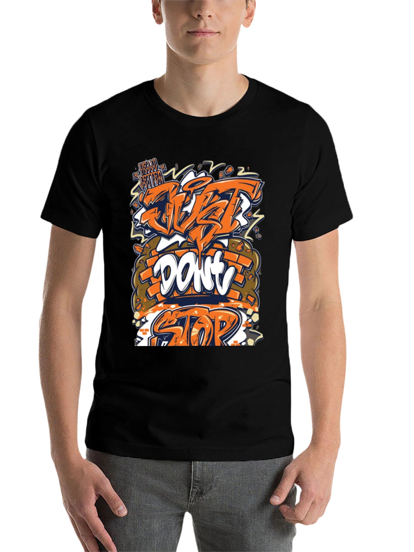 Black Just Don't Stop Graphic Tee view 7
