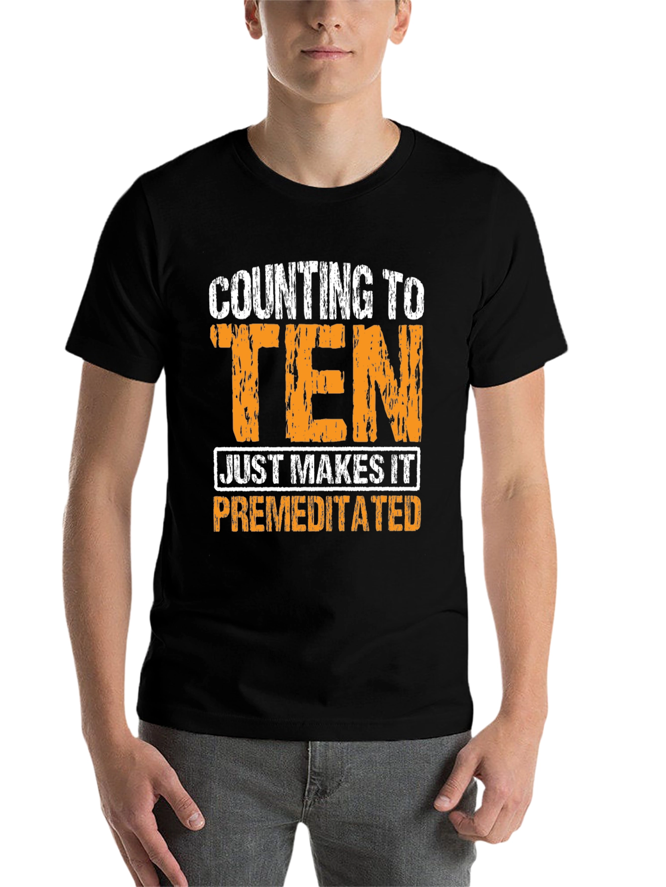 Black Counting to Ten - Funny Graphic T-Shirt view 7