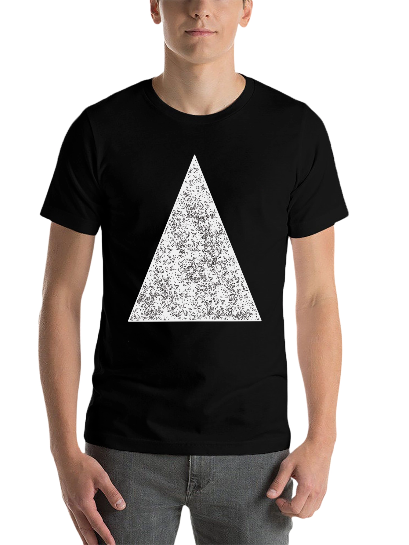Black Geometric Triangle Graphic Print T-Shirt view 7
