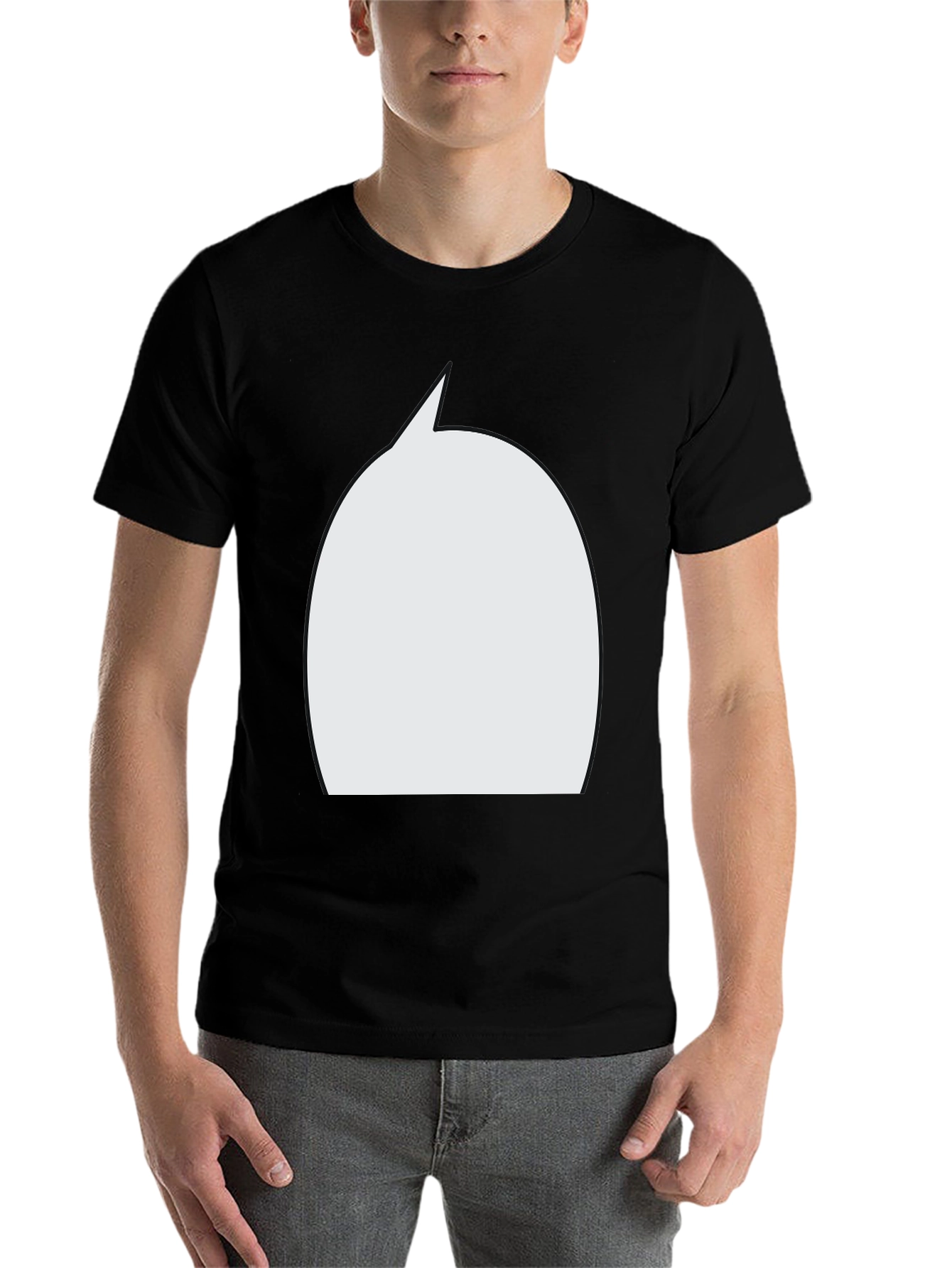 Black Statement T-Shirt: Bold Black Tee with White Speech Bubble view 7