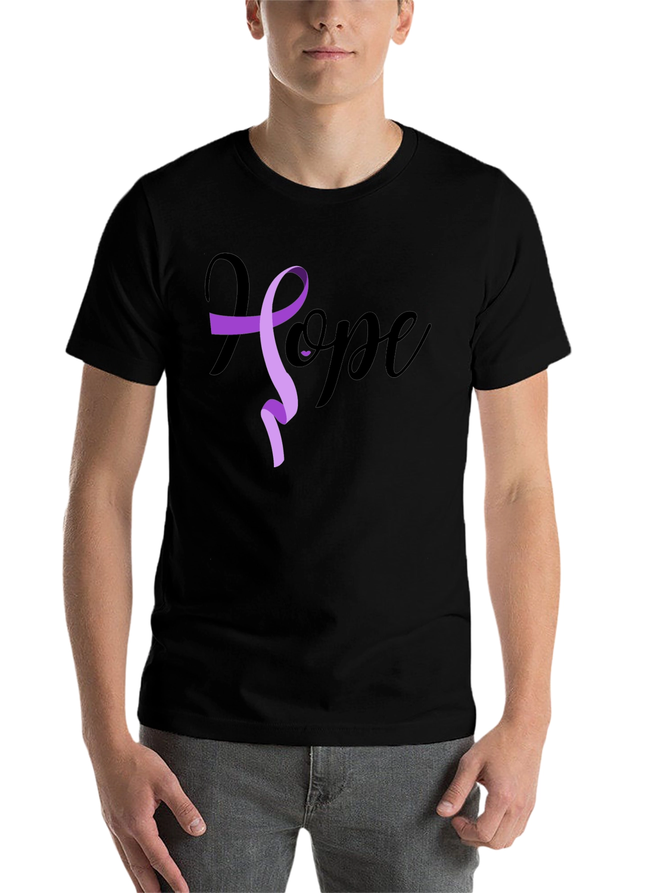 Black Hope Ribbon Graphic T-Shirt - Black view 7