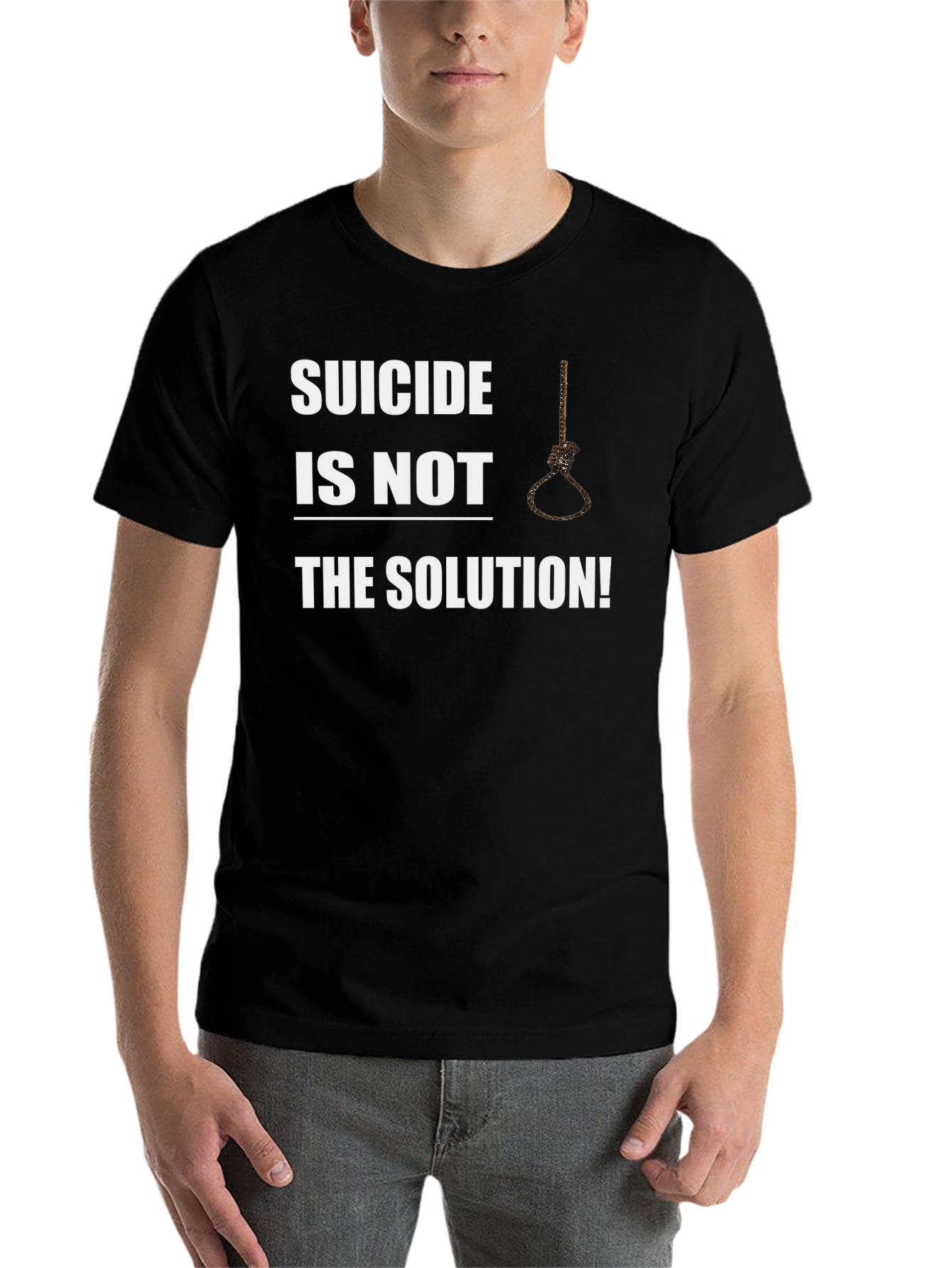 Black Suicide Awareness Graphic Tee - Suicide is Not the Solution view 7