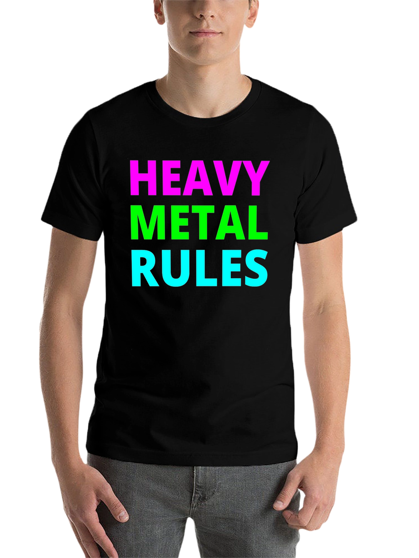 Black Heavy Metal Rules T-Shirt - Bold Graphic Tee view 7