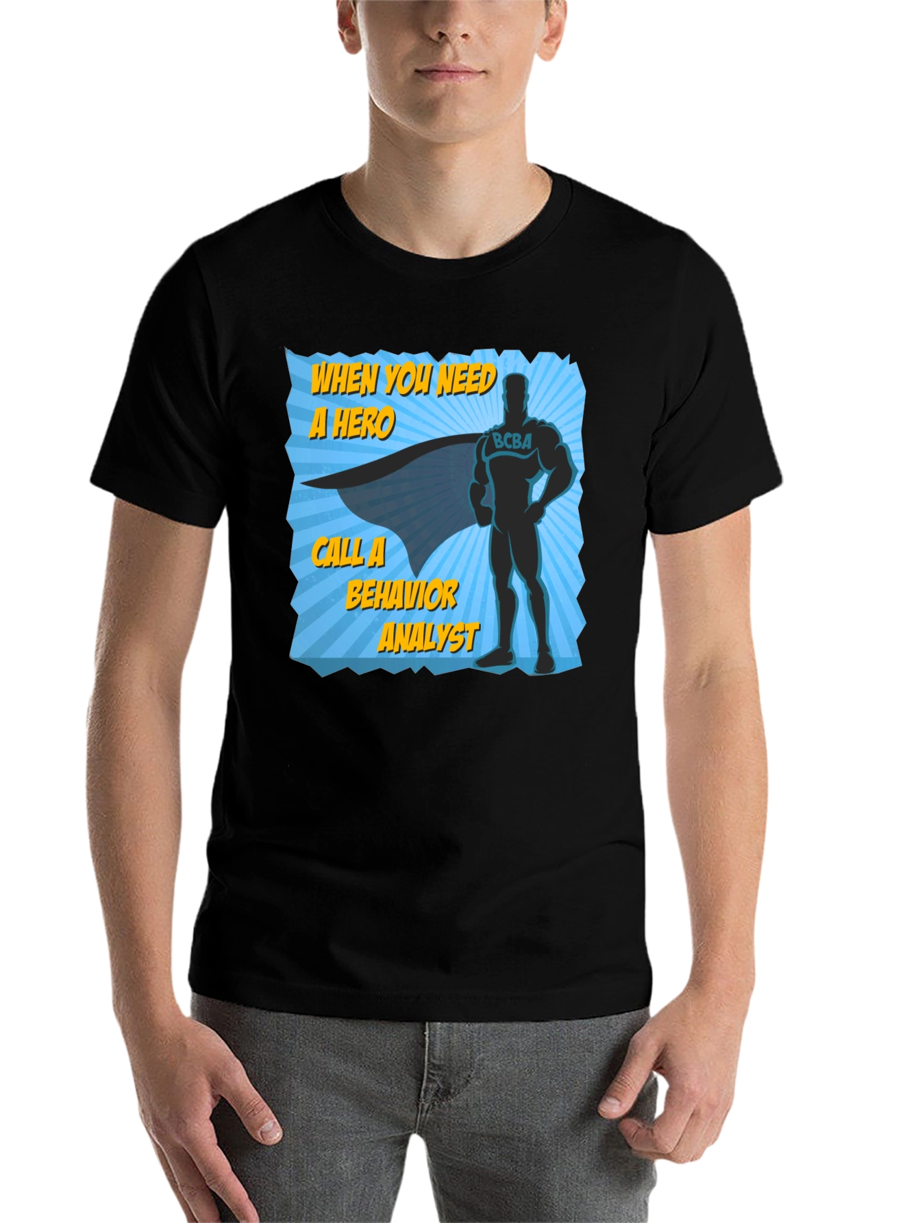 Black Behavior Analyst Hero T-Shirt view 7